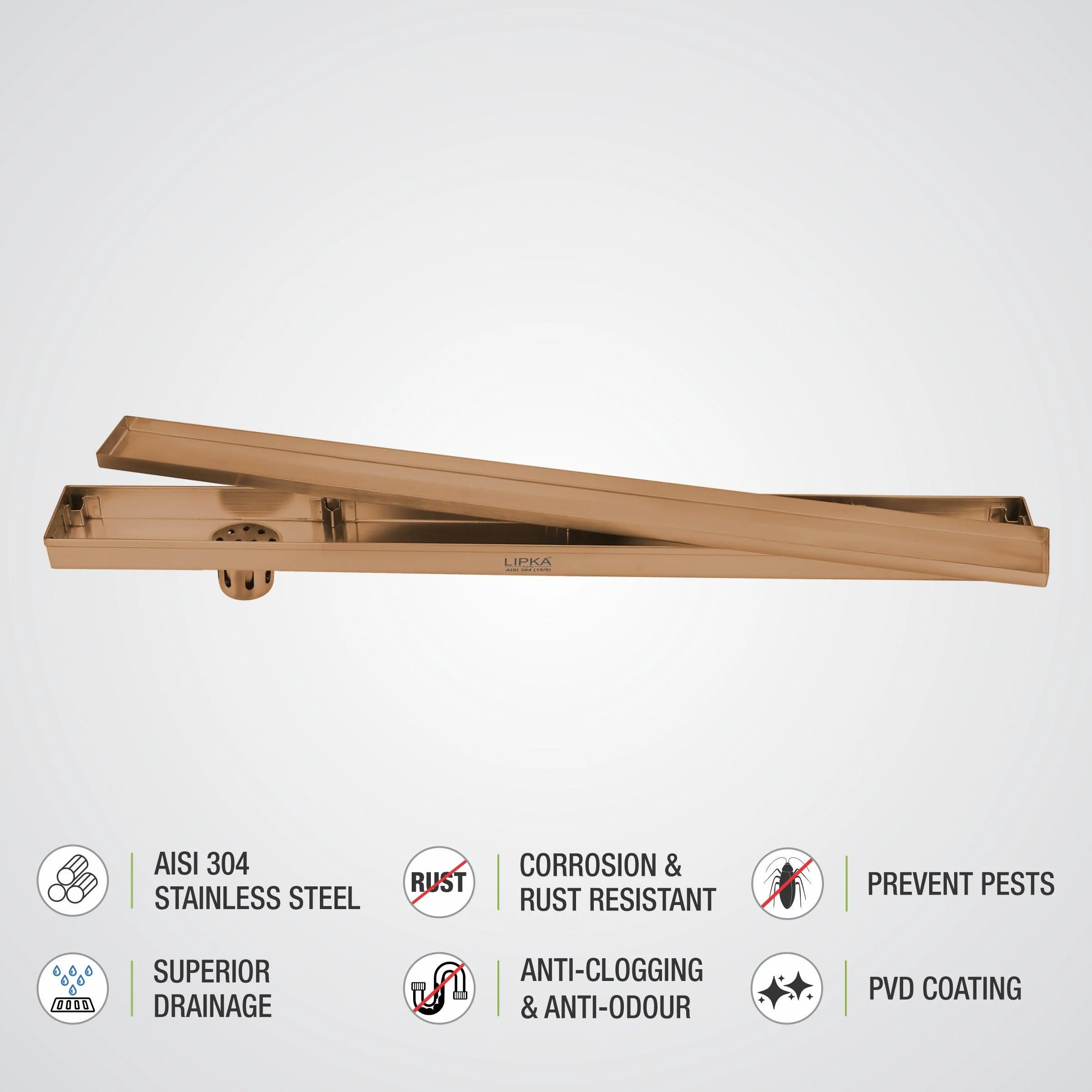 Tile Insert Shower Drain Channel - Antique Copper (36 x 3 Inches) - LIPKA - Image 6