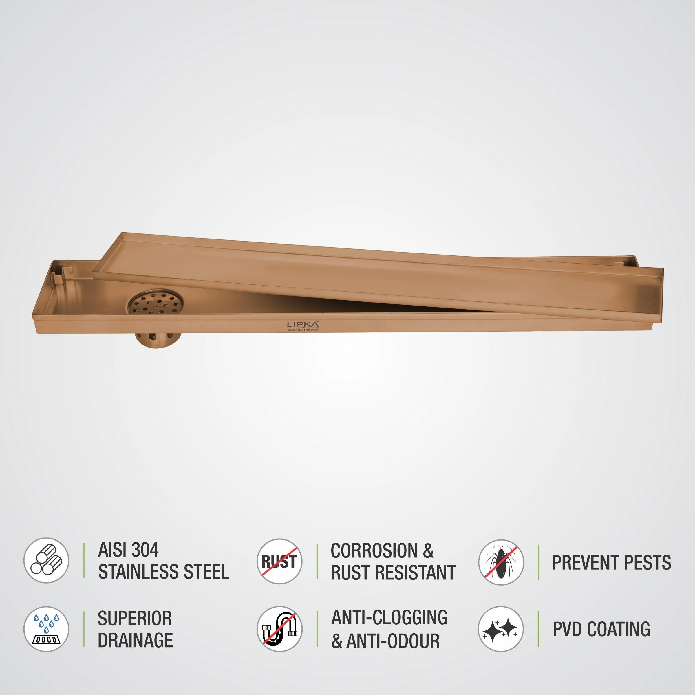 Tile Insert Shower Drain Channel - Antique Copper (40 x 4 Inches) - LIPKA - Image 4
