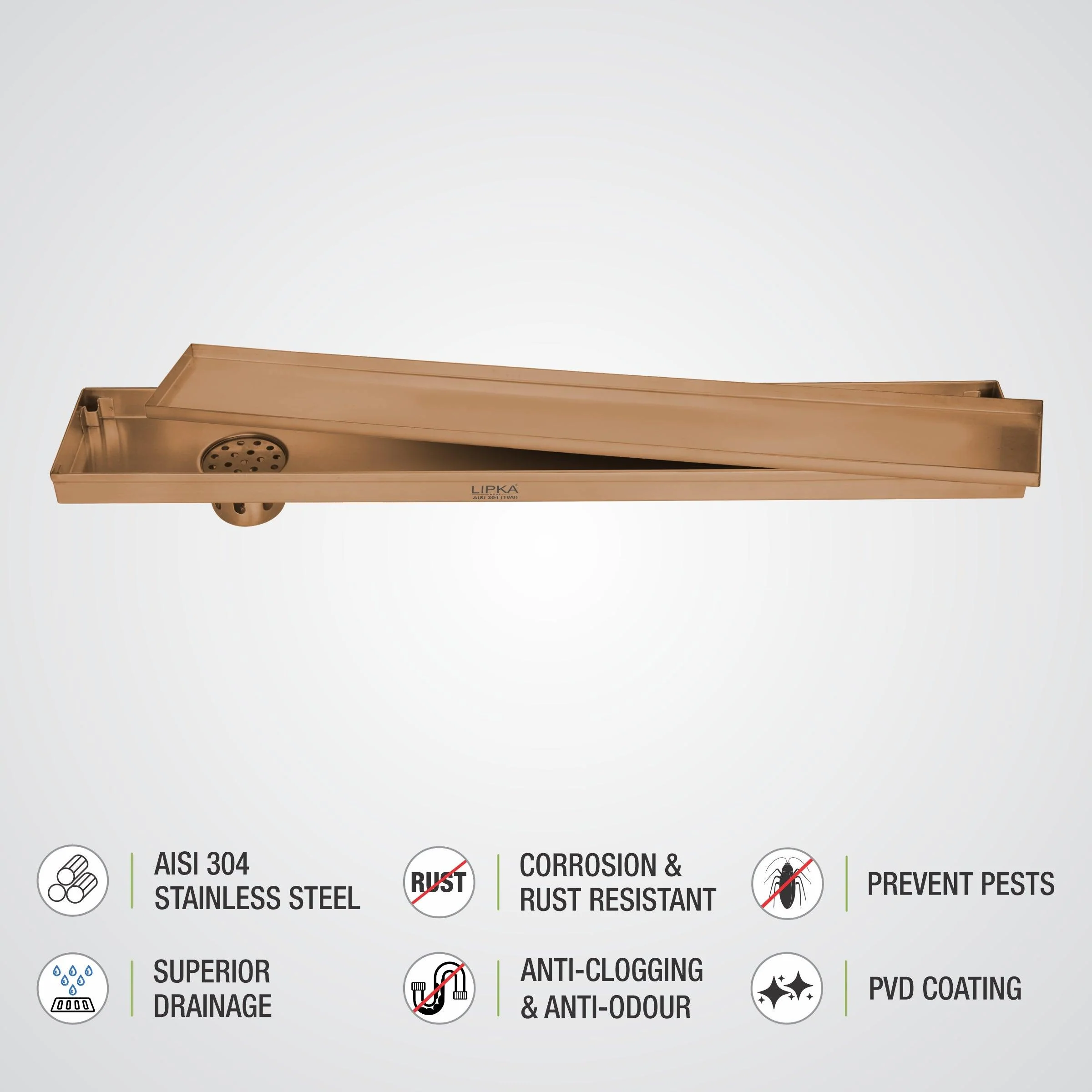 Tile Insert Shower Drain Channel - Antique Copper (48 x 5 Inches) - LIPKA - Image 4