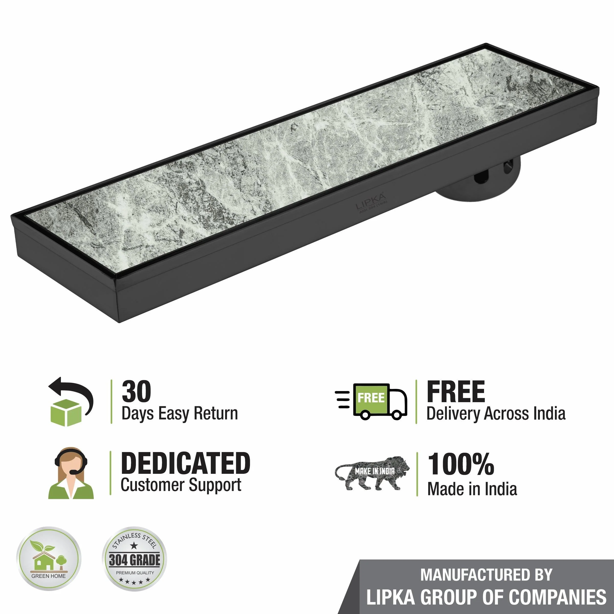 Tile Insert Shower Drain Channel - Black (32 x 5 Inches) - LIPKA - Image 4