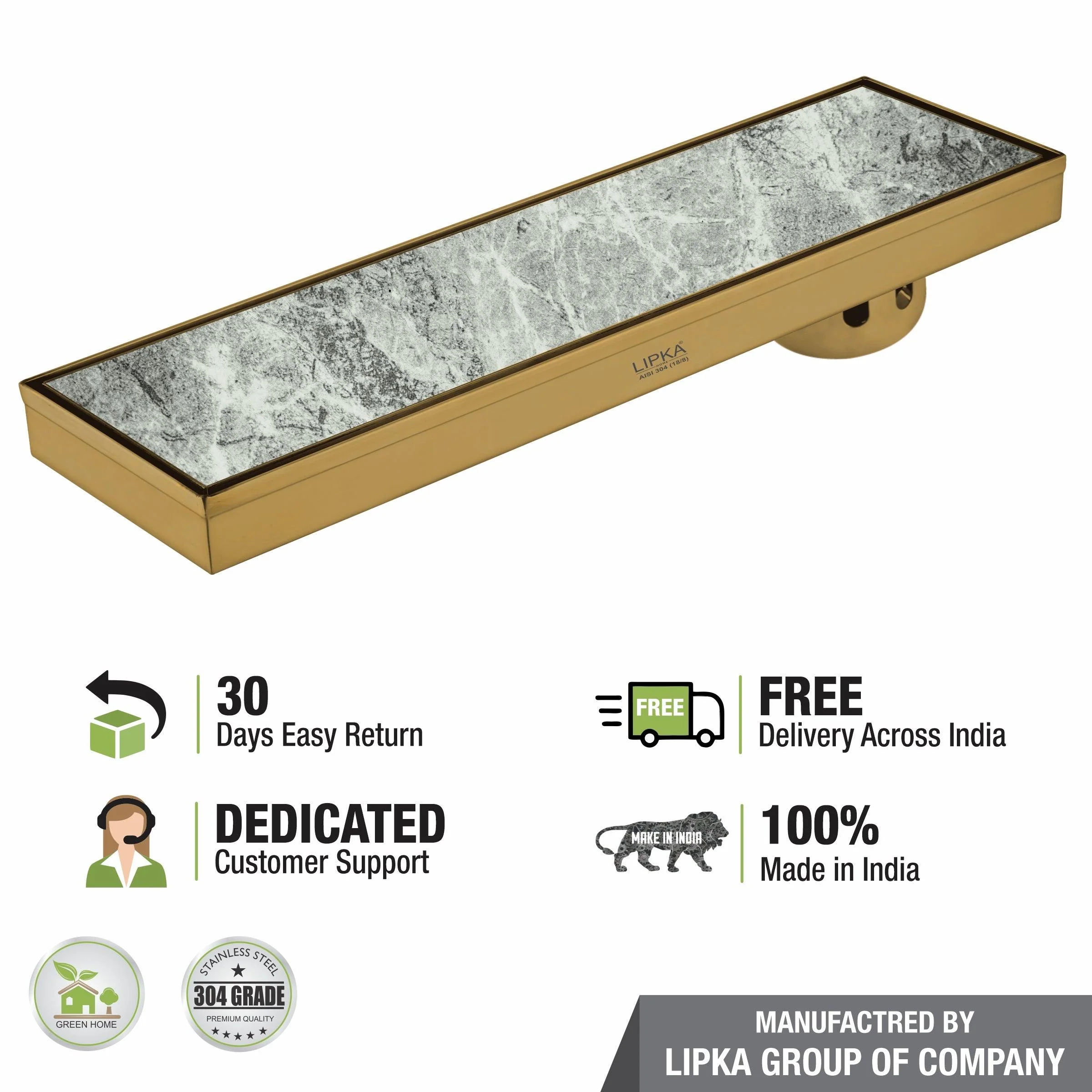 Tile Insert Shower Drain Channel - Yellow Gold (24 x 5 Inches) - LIPKA - Image 4