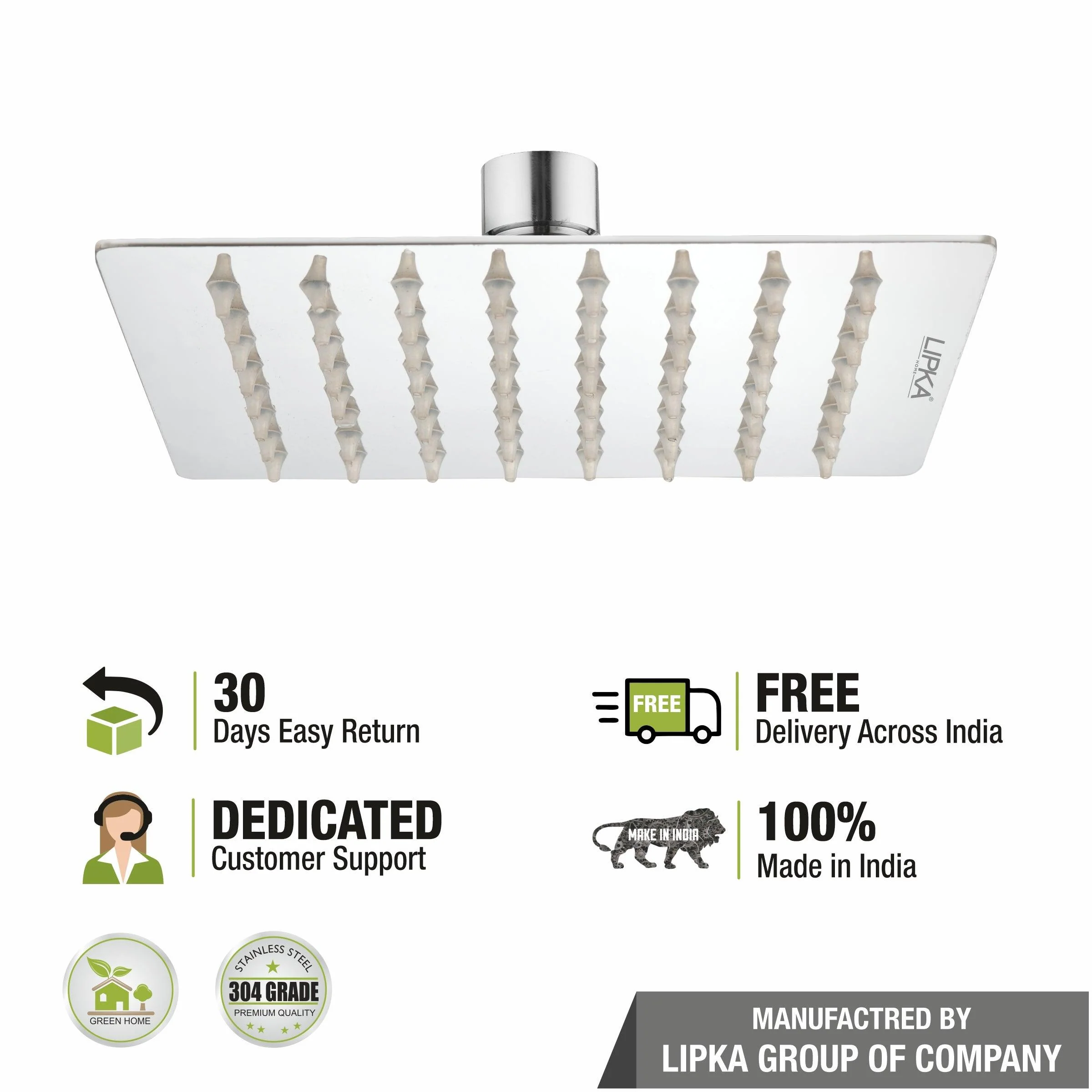 Ultra Thin 304-Grade Overhead Rain Shower (6 x 6 Inches) - LIPKA - Image 5