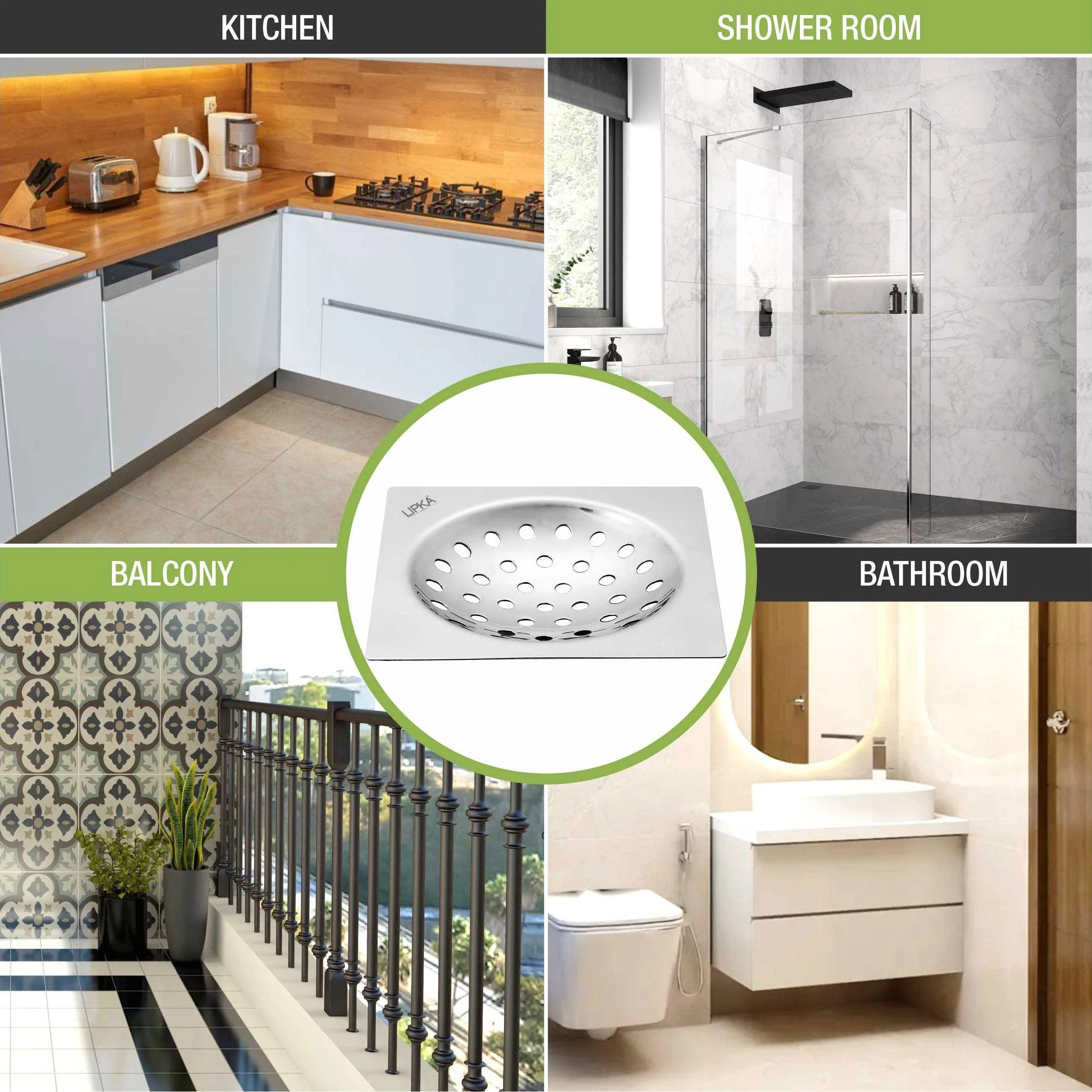 UNO Square Flat Cut Floor Drain (5 x 5 Inches) - LIPKA - Image 6