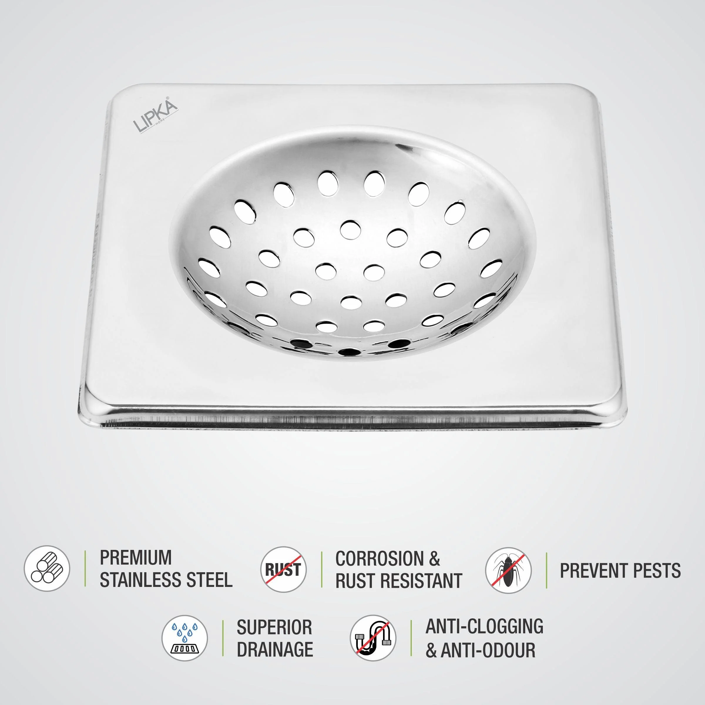 UNO Square Floor Drain (6 x 6 Inches) - LIPKA - Image 3