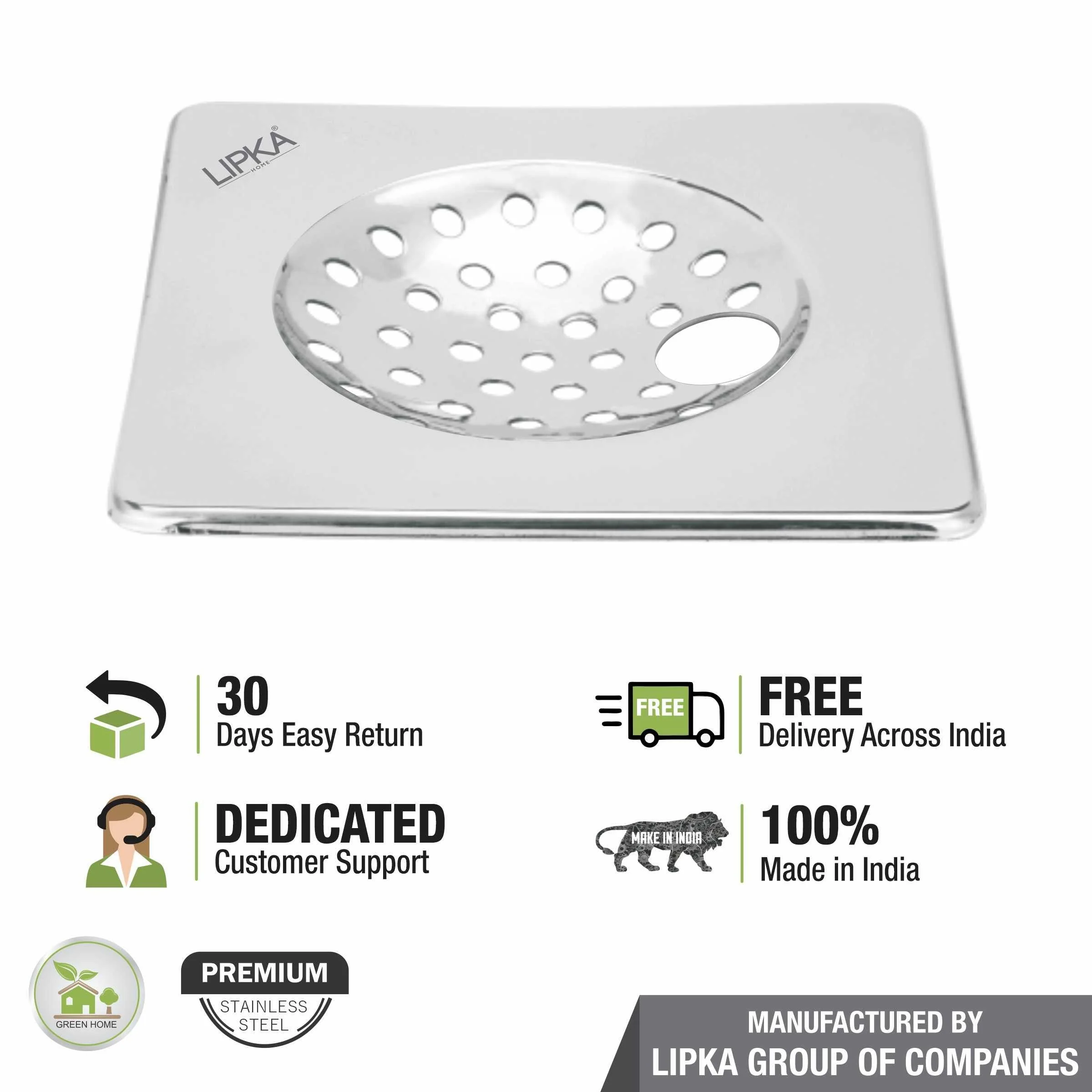 UNO Square Floor Drain (6 x 6 Inches) with Hole - LIPKA - Image 5