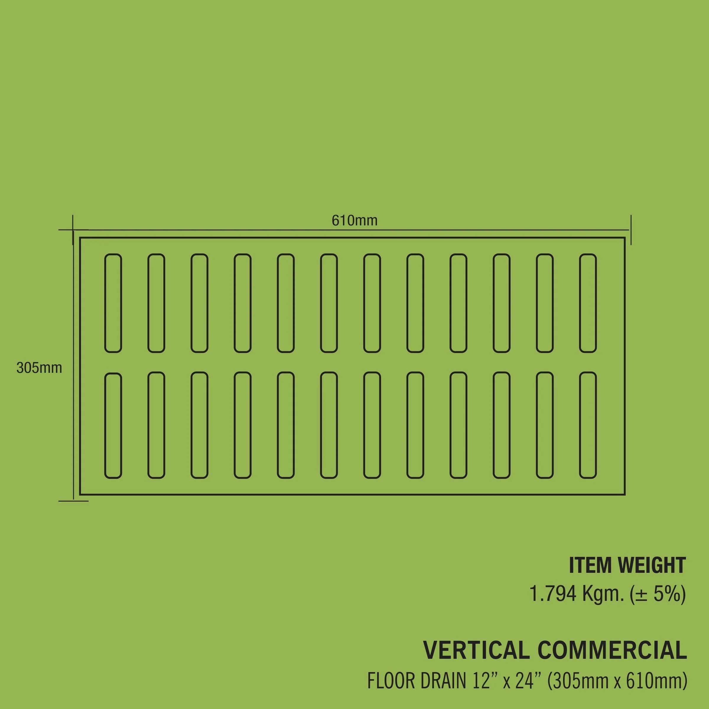 Vertical Commercial 304-Grade Floor Drain (12 x 24 Inches) - LIPKA - Image 2