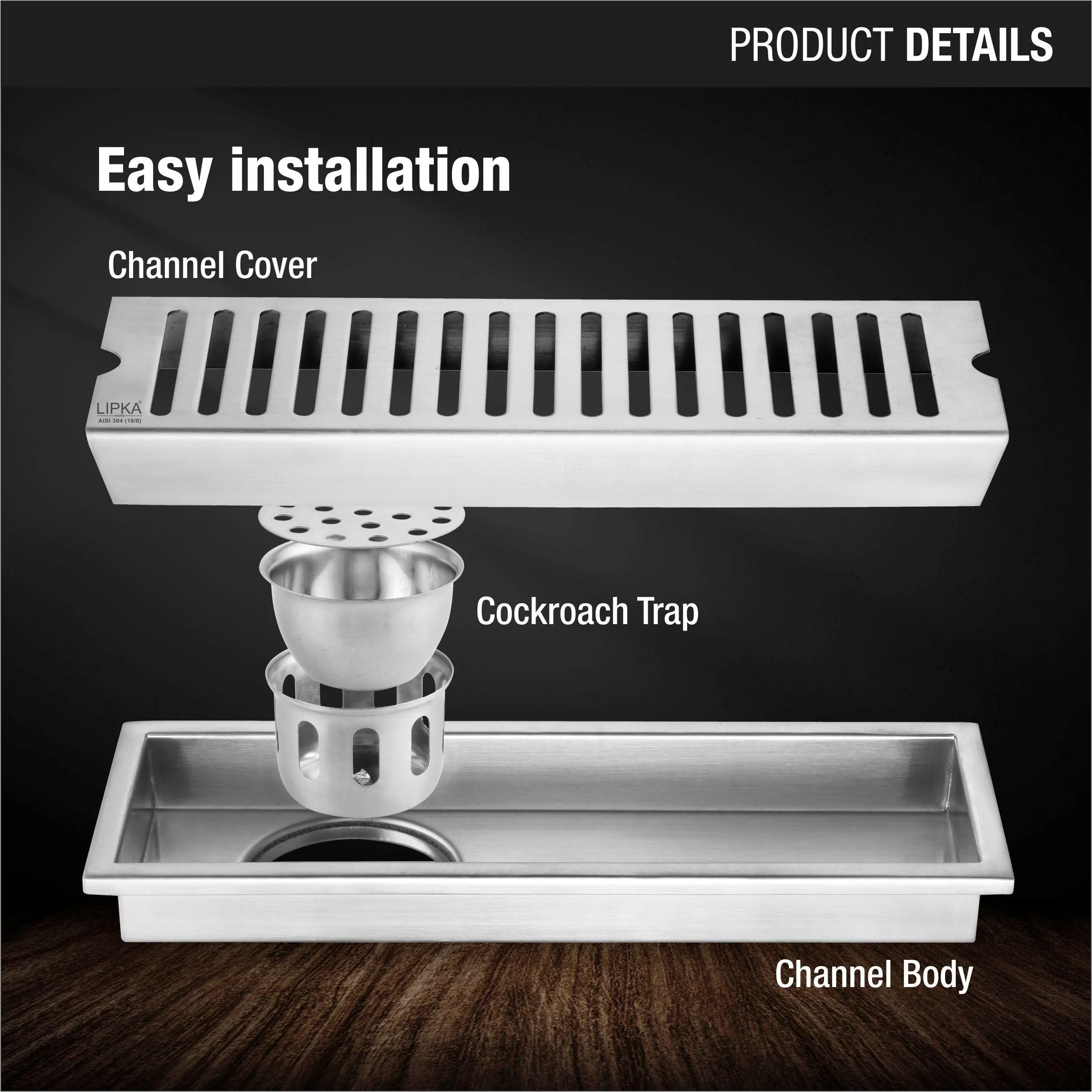 Vertical Shower Drain Channel (18 x 5 Inches) - LIPKA - Image 3