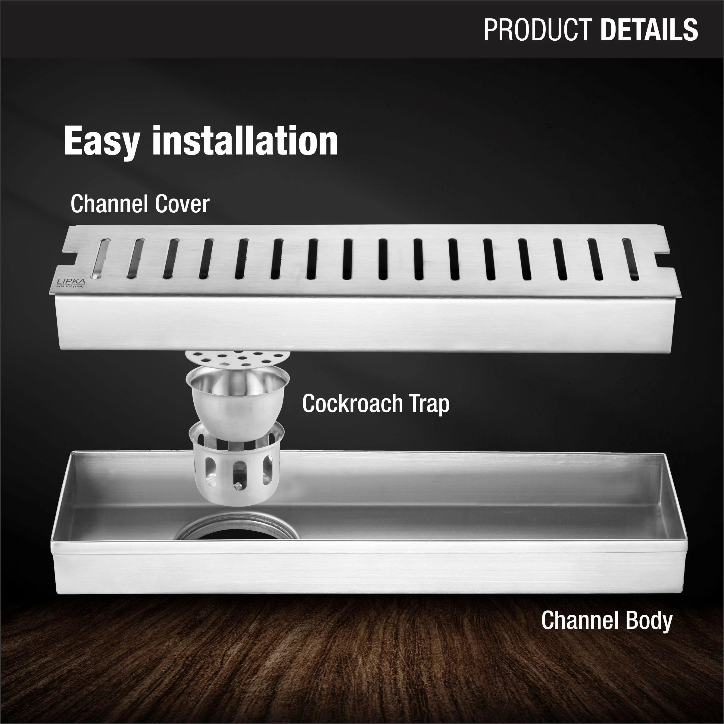 Vertical Shower Drain Channel (40 x 3 Inches) - LIPKA - Image 3