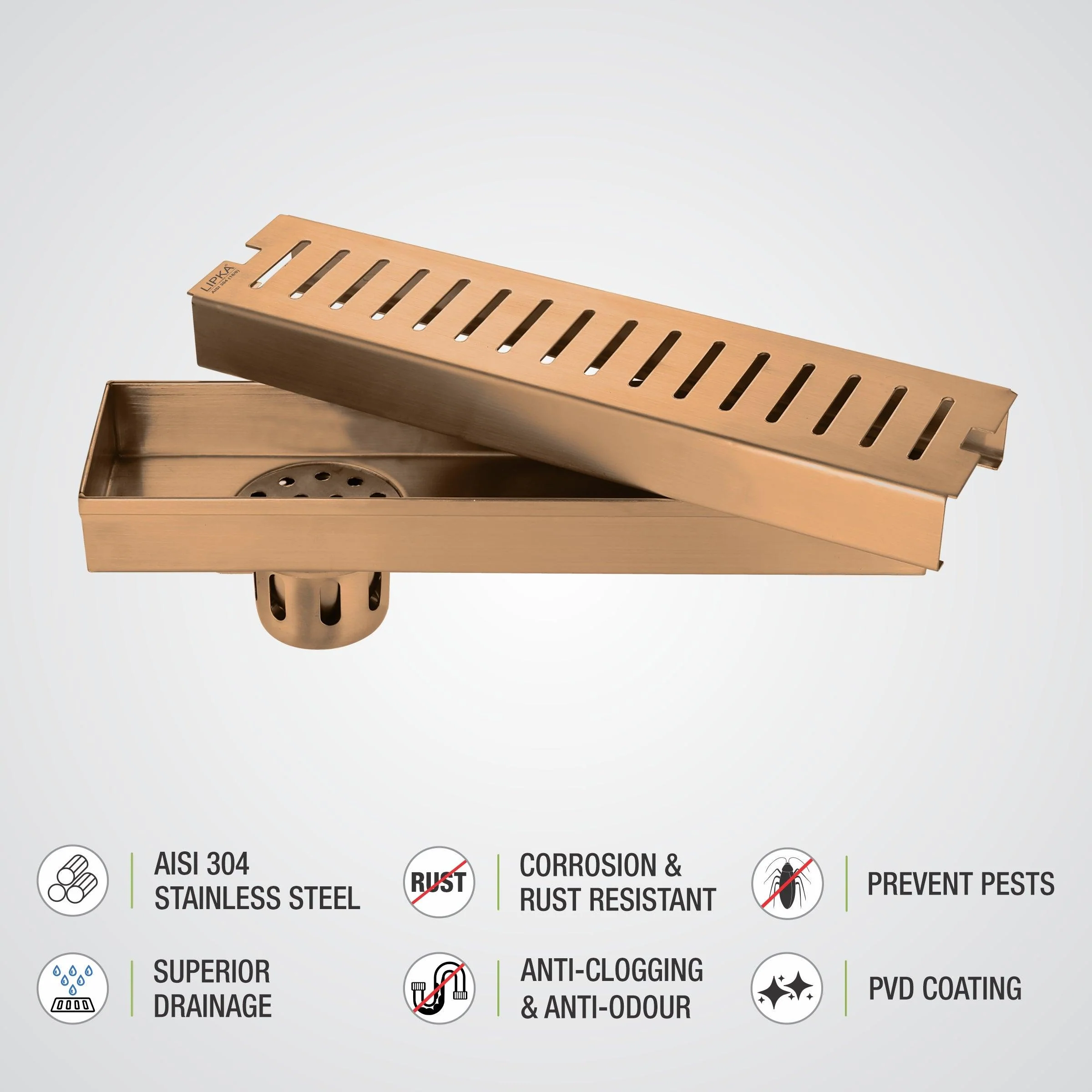 Vertical Shower Drain Channel - Antique Copper (12 x 3 Inches) - LIPKA - Image 4
