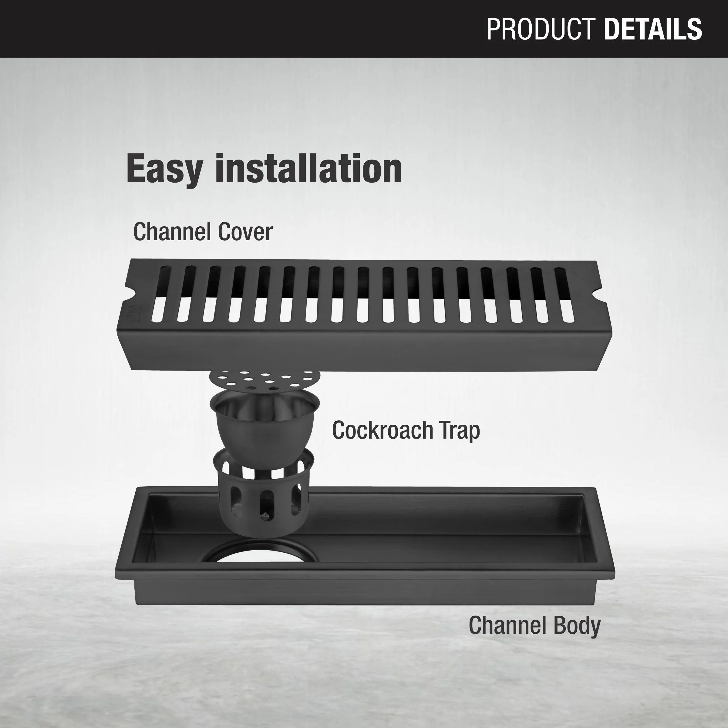 Vertical Shower Drain Channel - Black (12 x 4 Inches) - LIPKA - Image 3