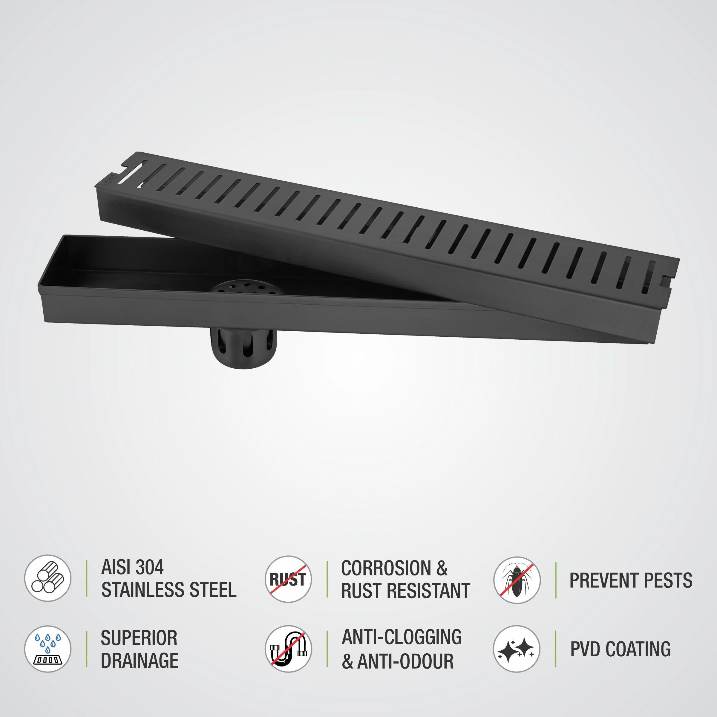 Vertical Shower Drain Channel - Black (32 x 3 Inches) - LIPKA - Image 4