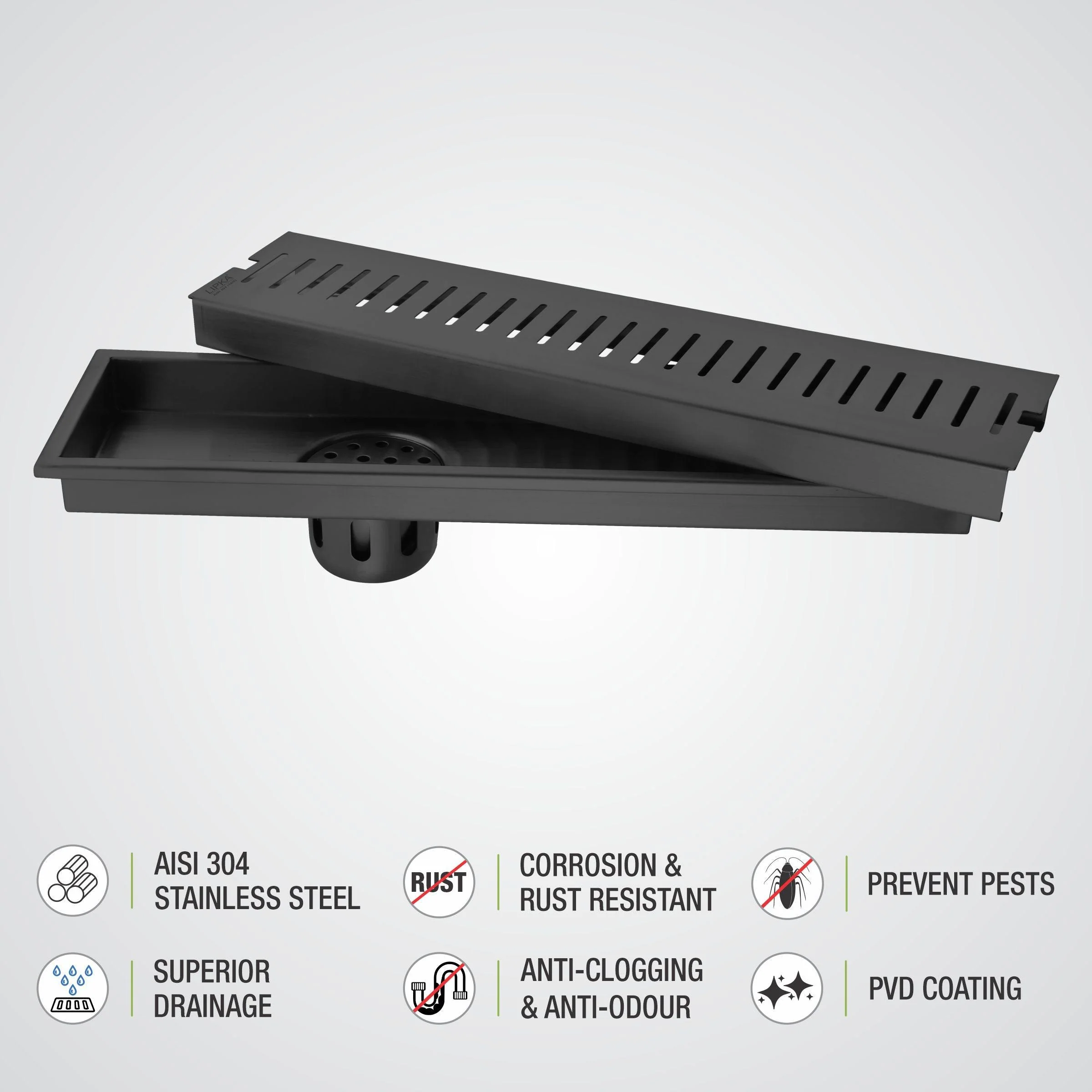 Vertical Shower Drain Channel - Black (32 x 5 Inches) - LIPKA - Image 4