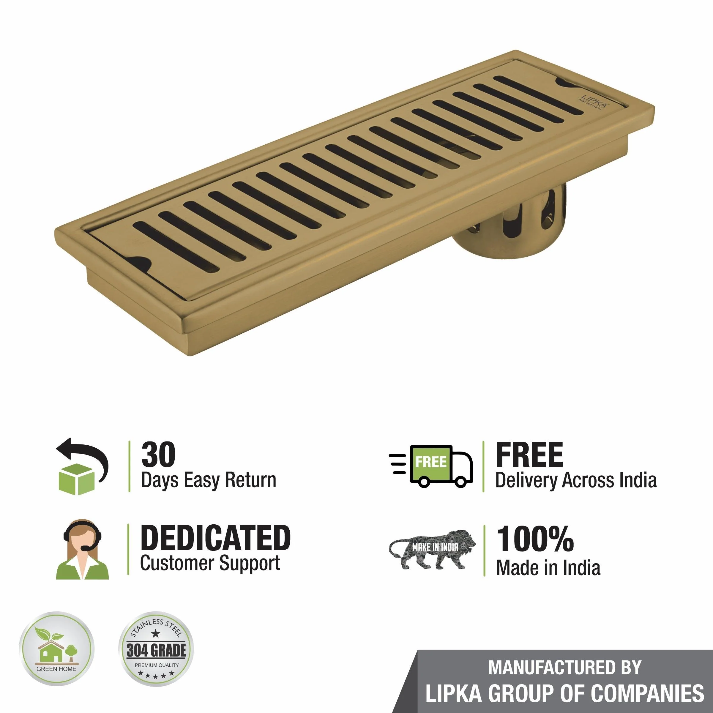 Vertical Shower Drain Channel - Yellow Gold (12 x 5 Inches) - LIPKA - Image 5