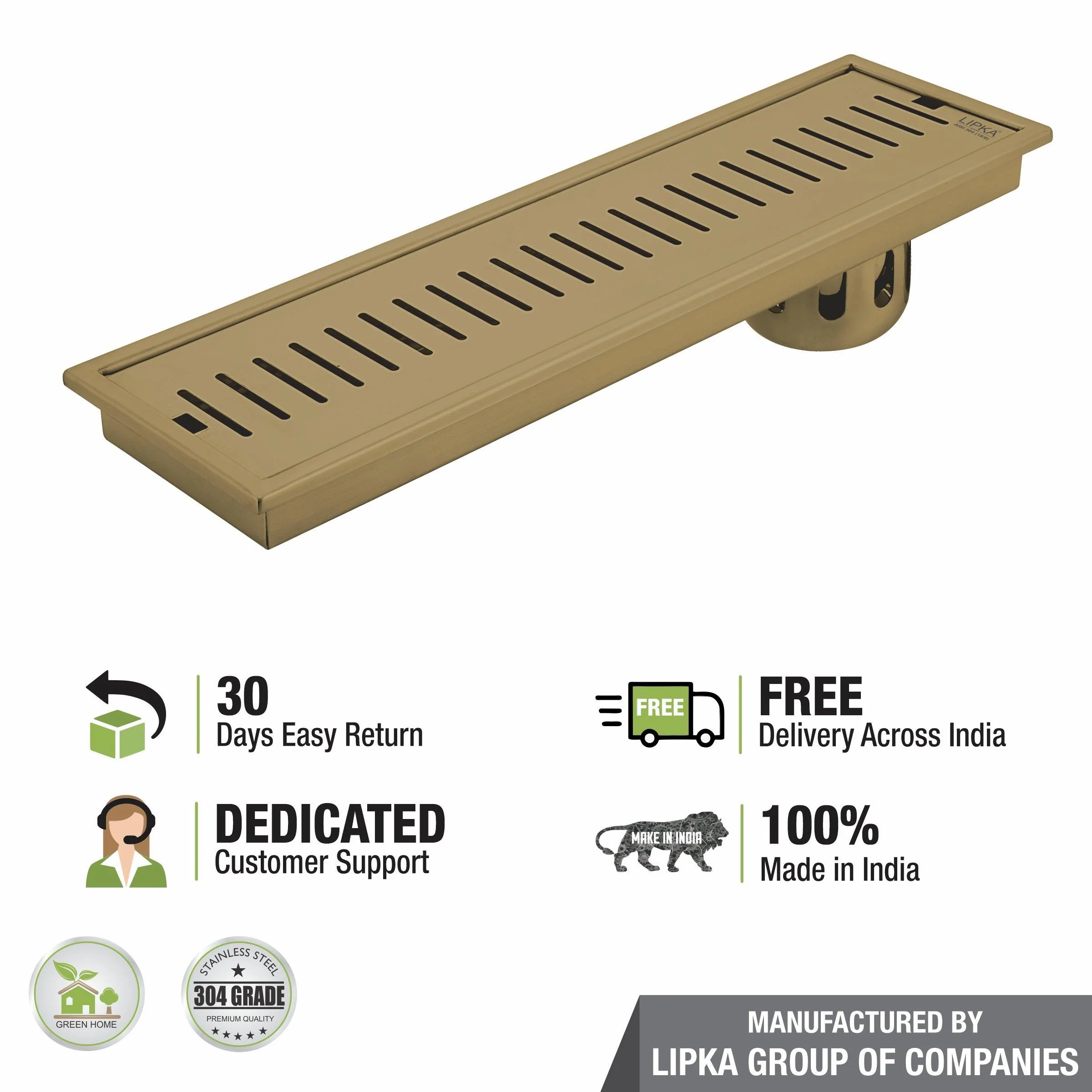 Vertical Shower Drain Channel - Yellow Gold (32 x 4 Inches) - LIPKA - Image 5
