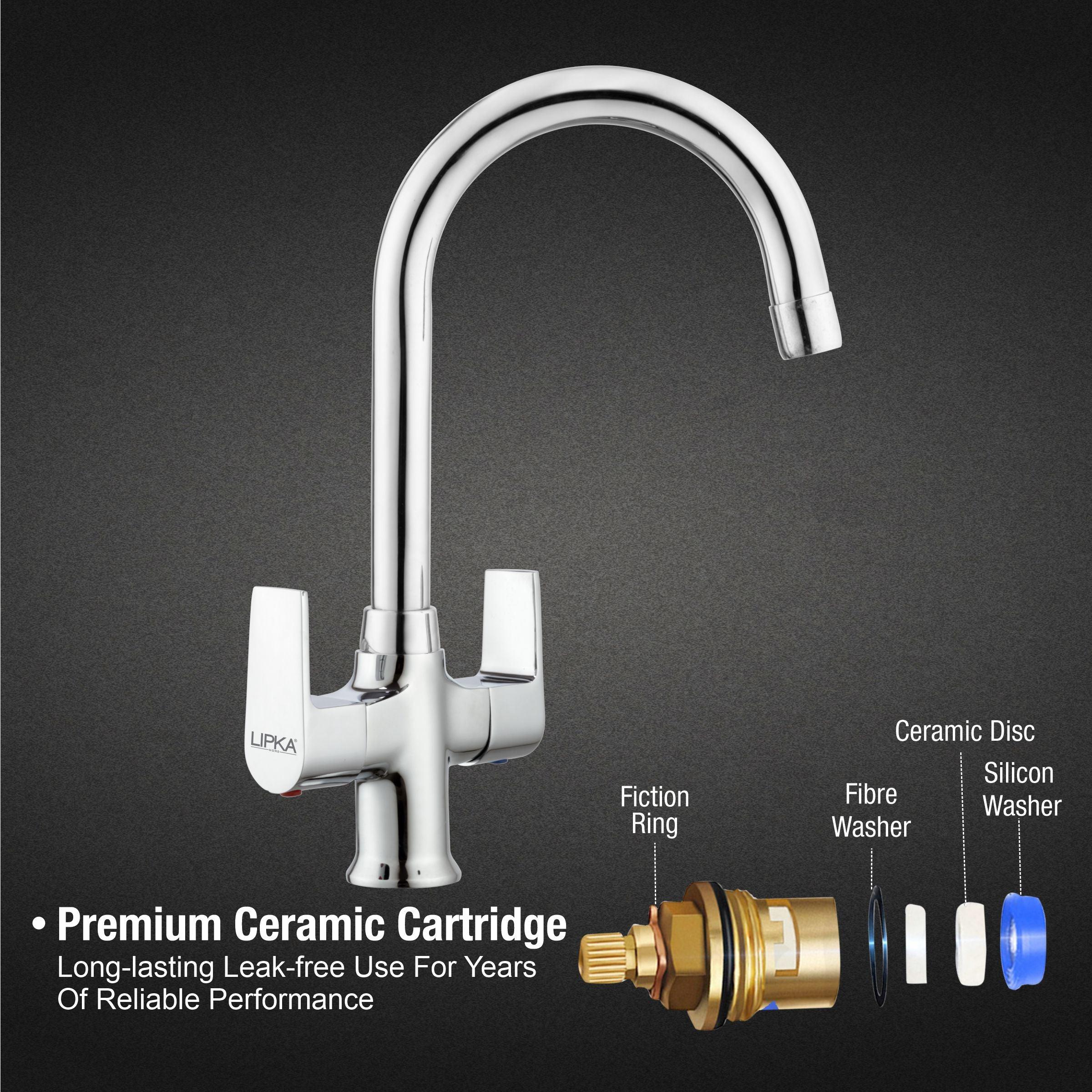 Victory Centre Hole Basin Mixer with Medium (15 Inches) Round Swivel Spout Faucet - LIPKA - Image 3