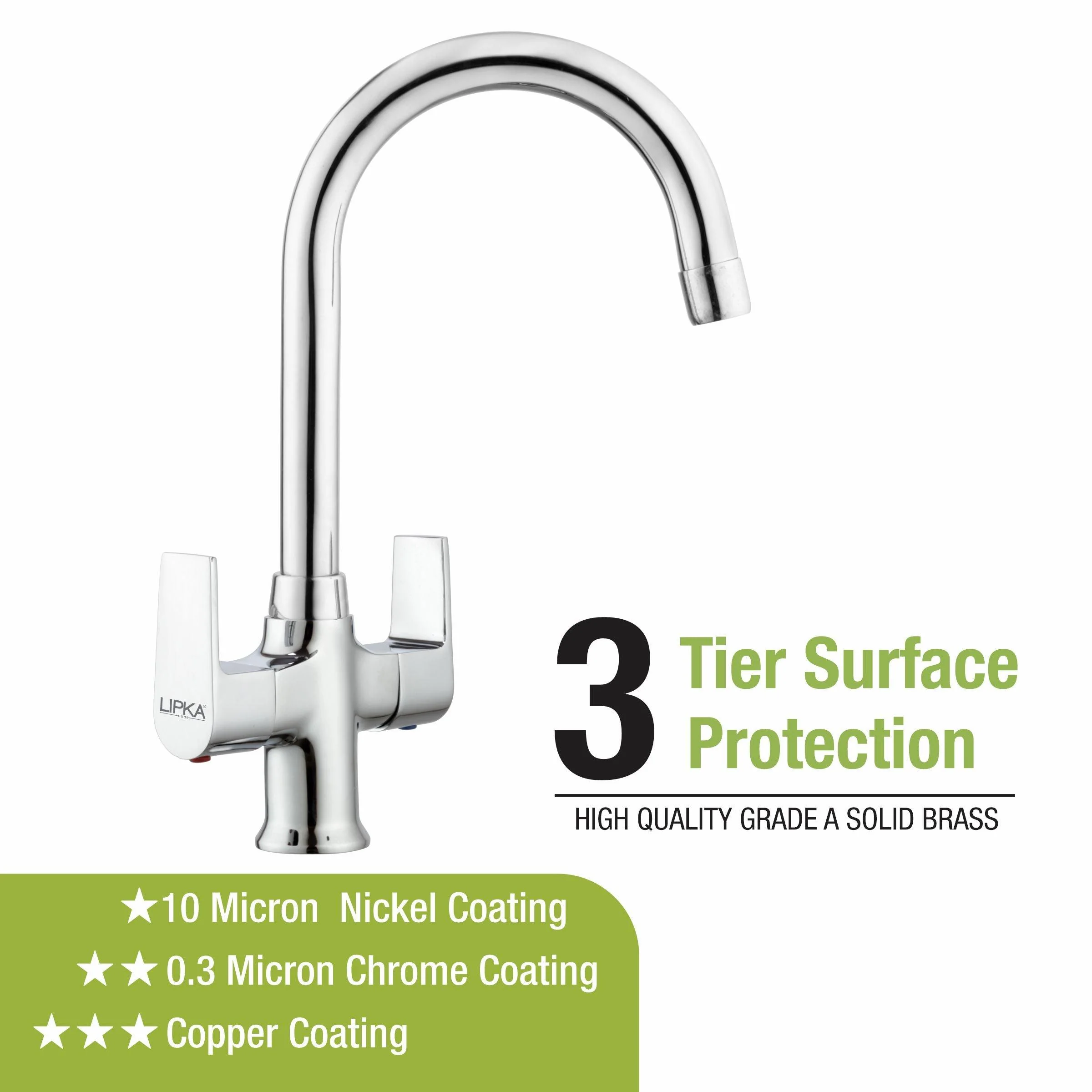 Victory Centre Hole Basin Mixer with Medium (15 Inches) Round Swivel Spout Faucet - LIPKA - Image 4
