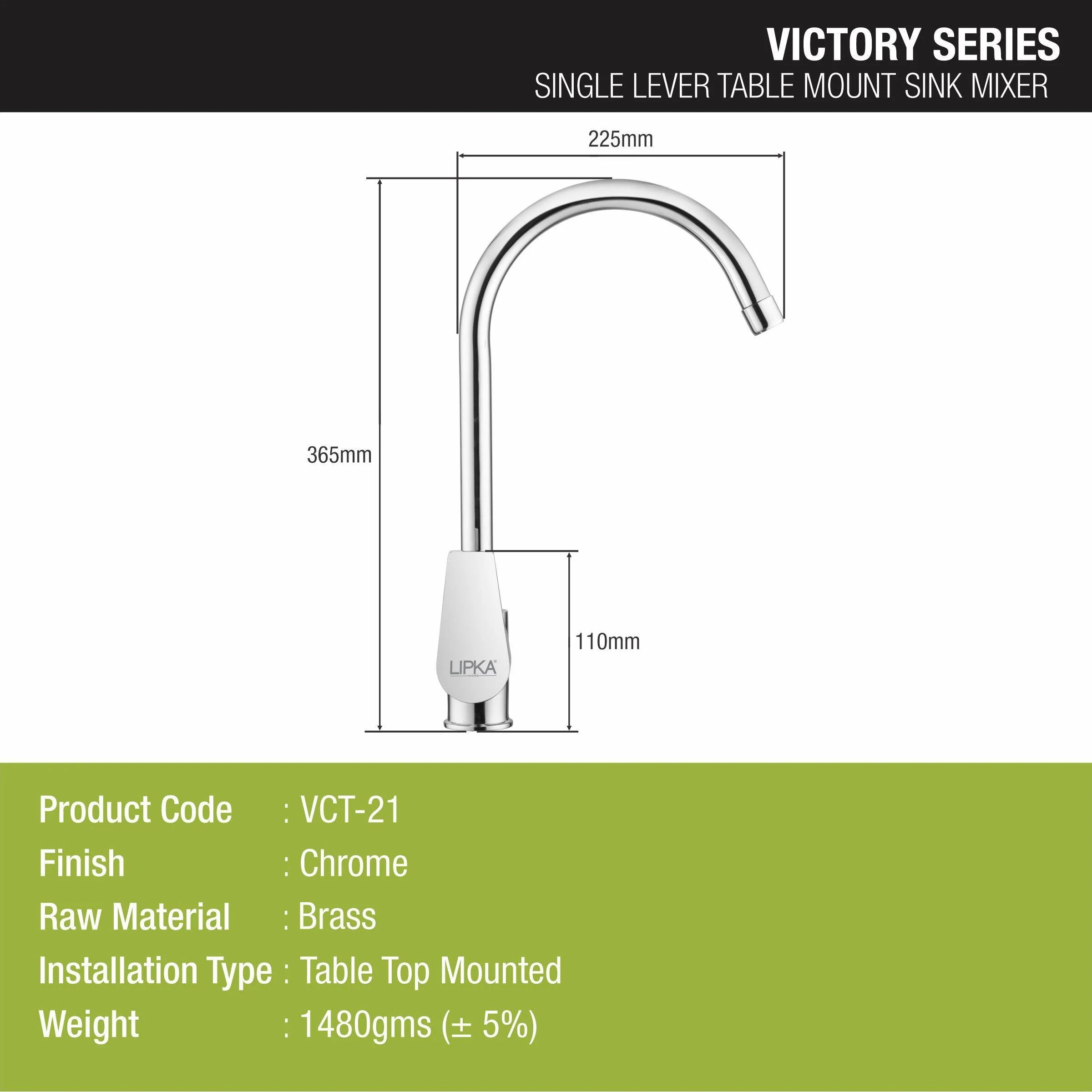 Victory Single Lever Table Mount Sink Mixer with Large Round Swivel Spout Faucet - LIPKA - Image 2
