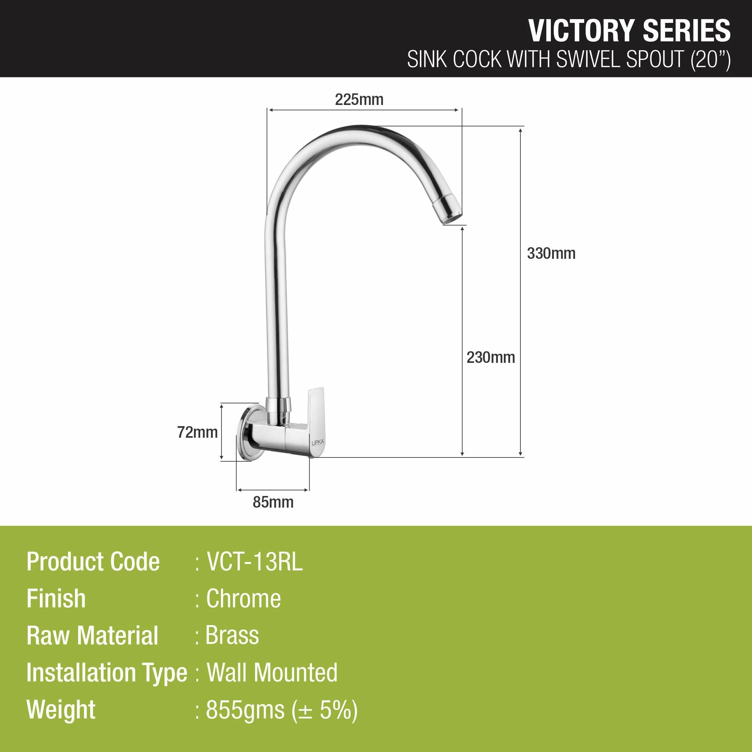 Victory Sink Tap Brass Faucet with Round Swivel Spout (20 Inches) - LIPKA - Image 2