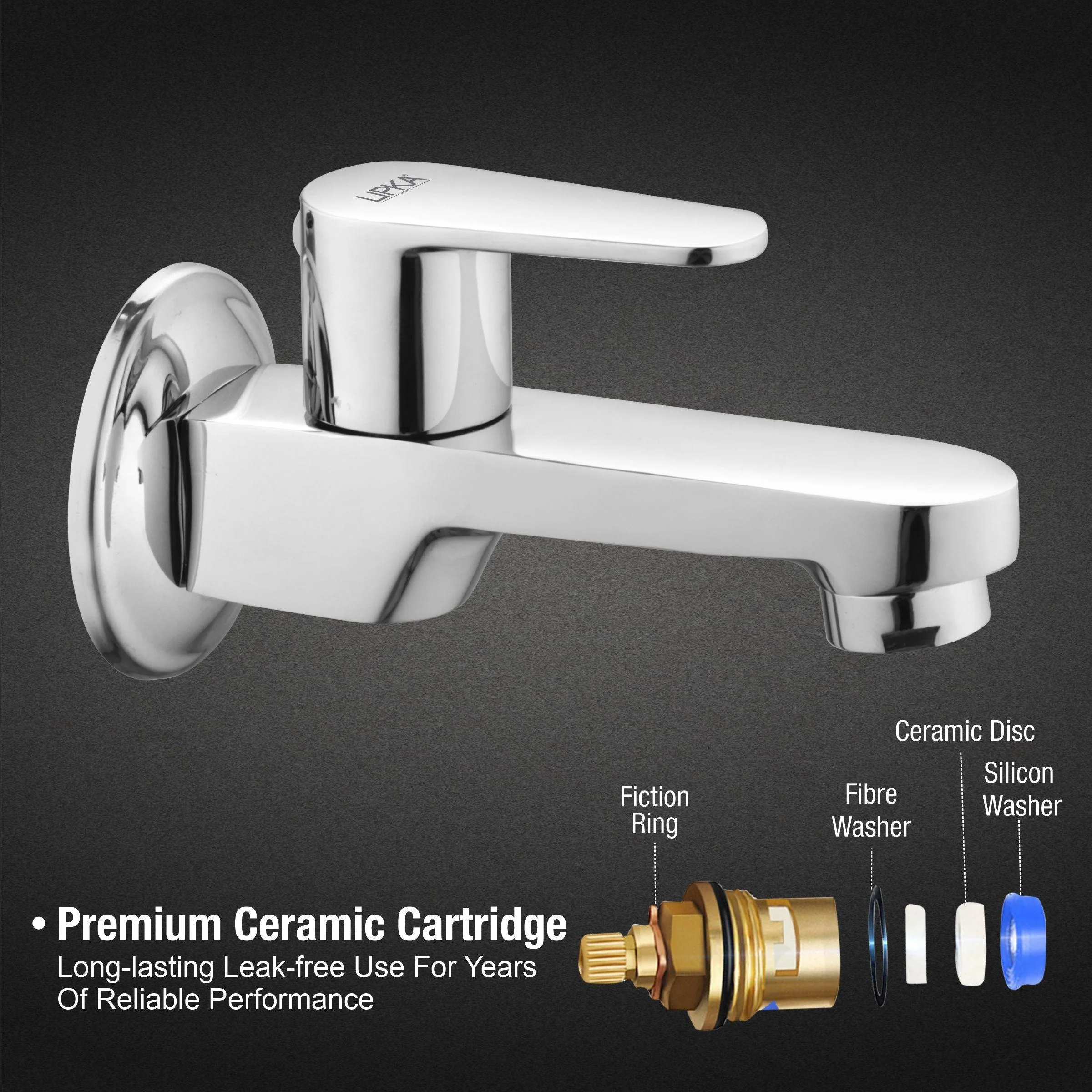 Virgo Bib Tap Long Body Brass Faucet - LIPKA - Image 3
