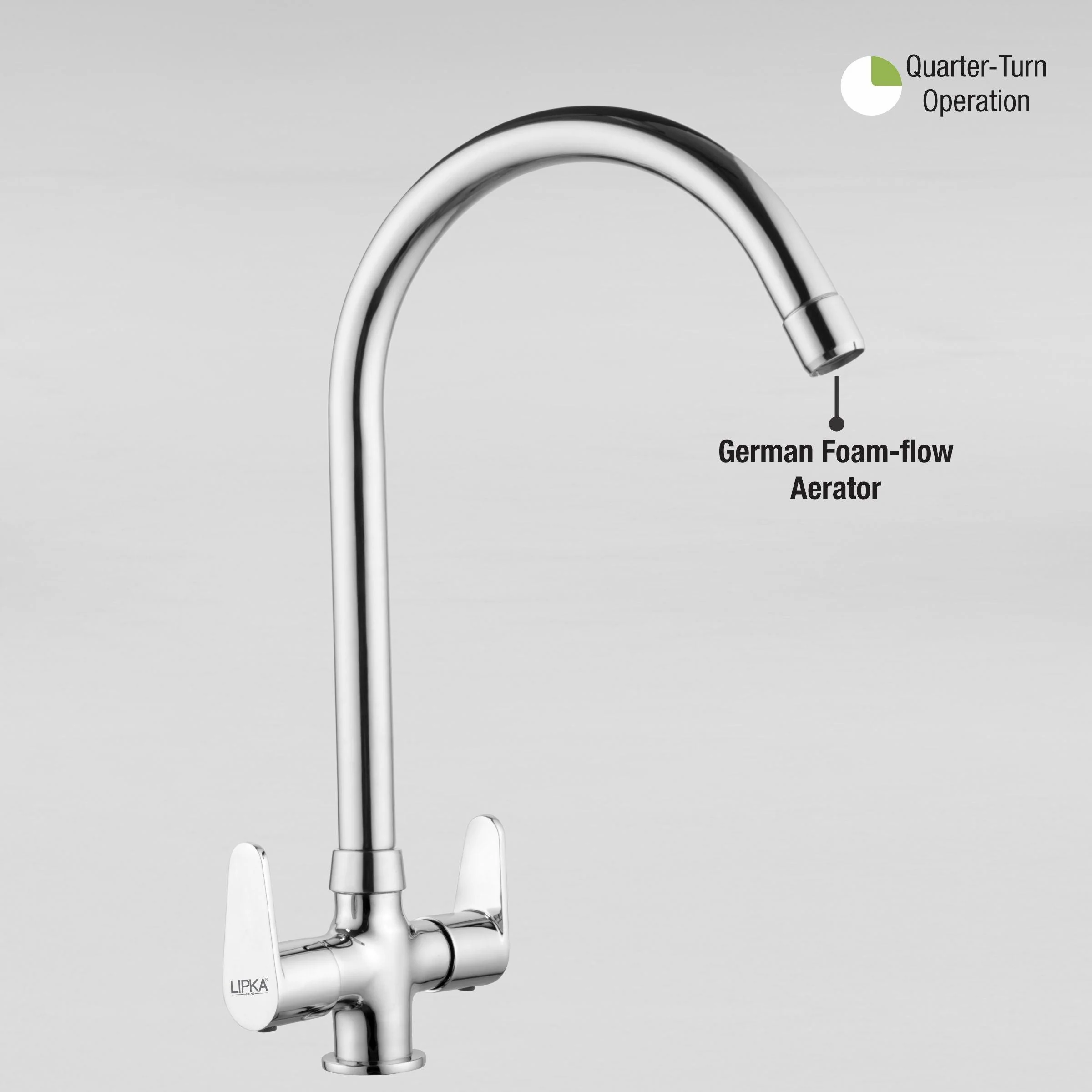 Virgo Centre Hole Basin Mixer Brass Faucet with Round Swivel Spout (20 Inches) - LIPKA - Image 5