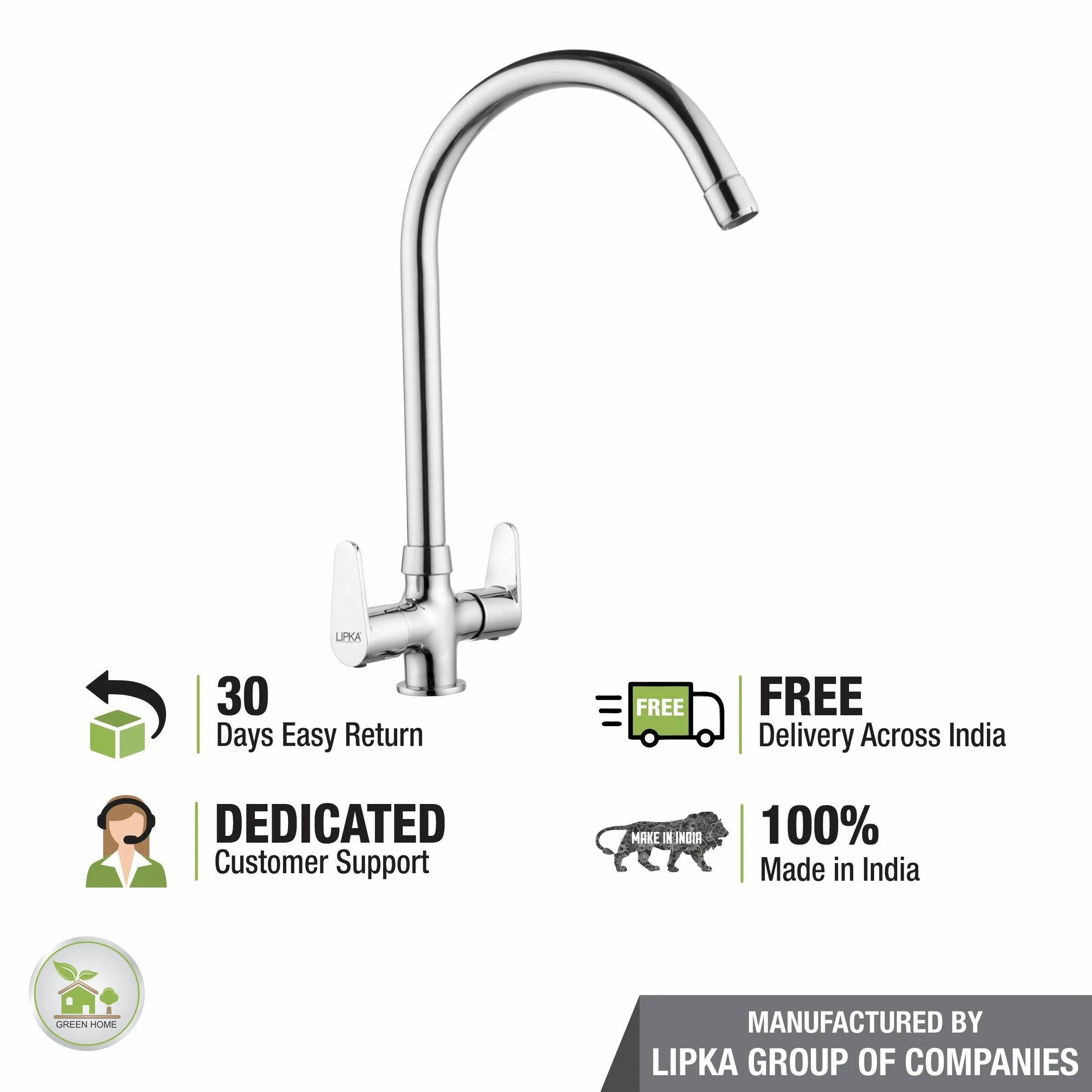 Virgo Centre Hole Basin Mixer Brass Faucet with Round Swivel Spout (20 Inches) - LIPKA - Image 6