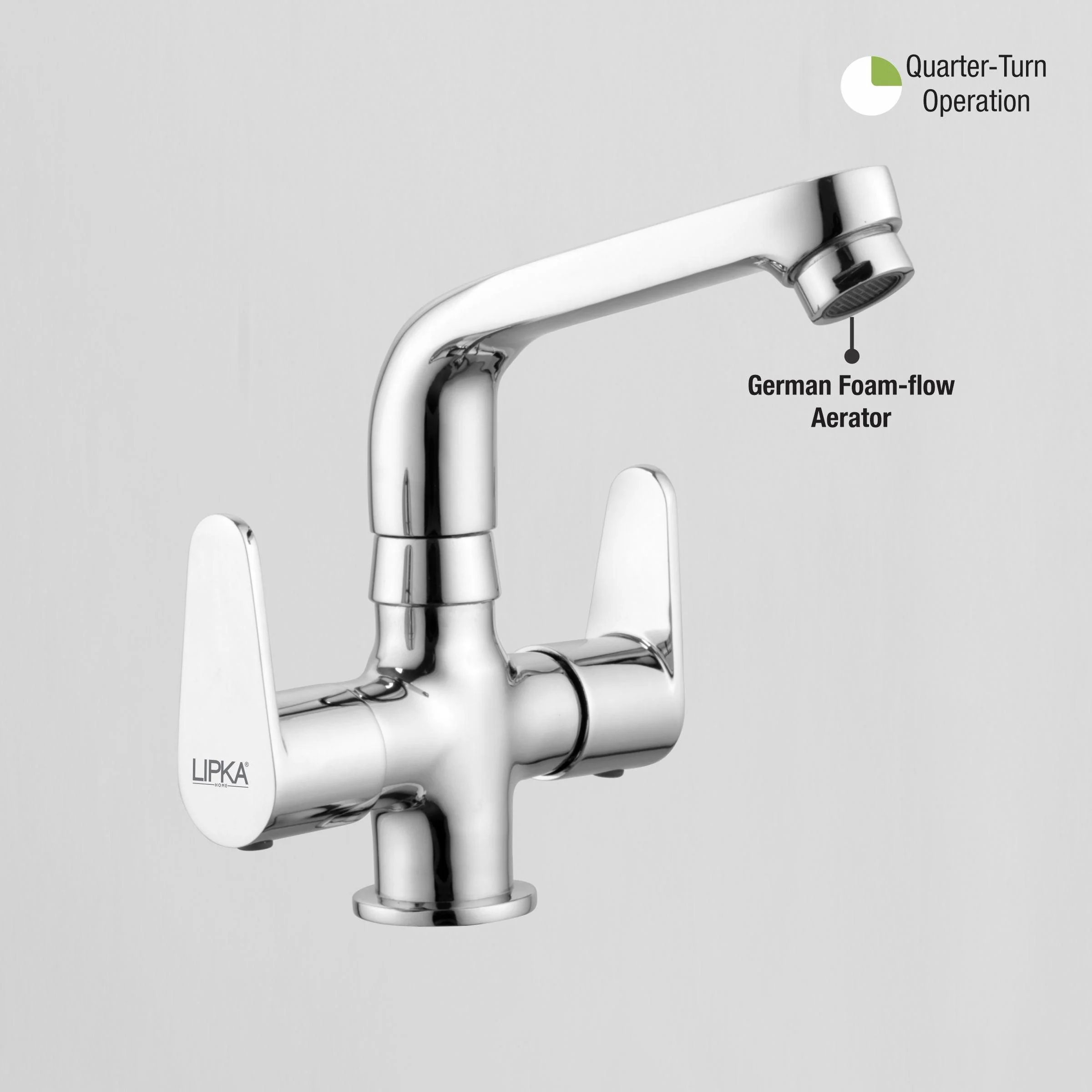 Virgo Centre Hole Basin Mixer with Swivel Spout Faucet - LIPKA - Image 5