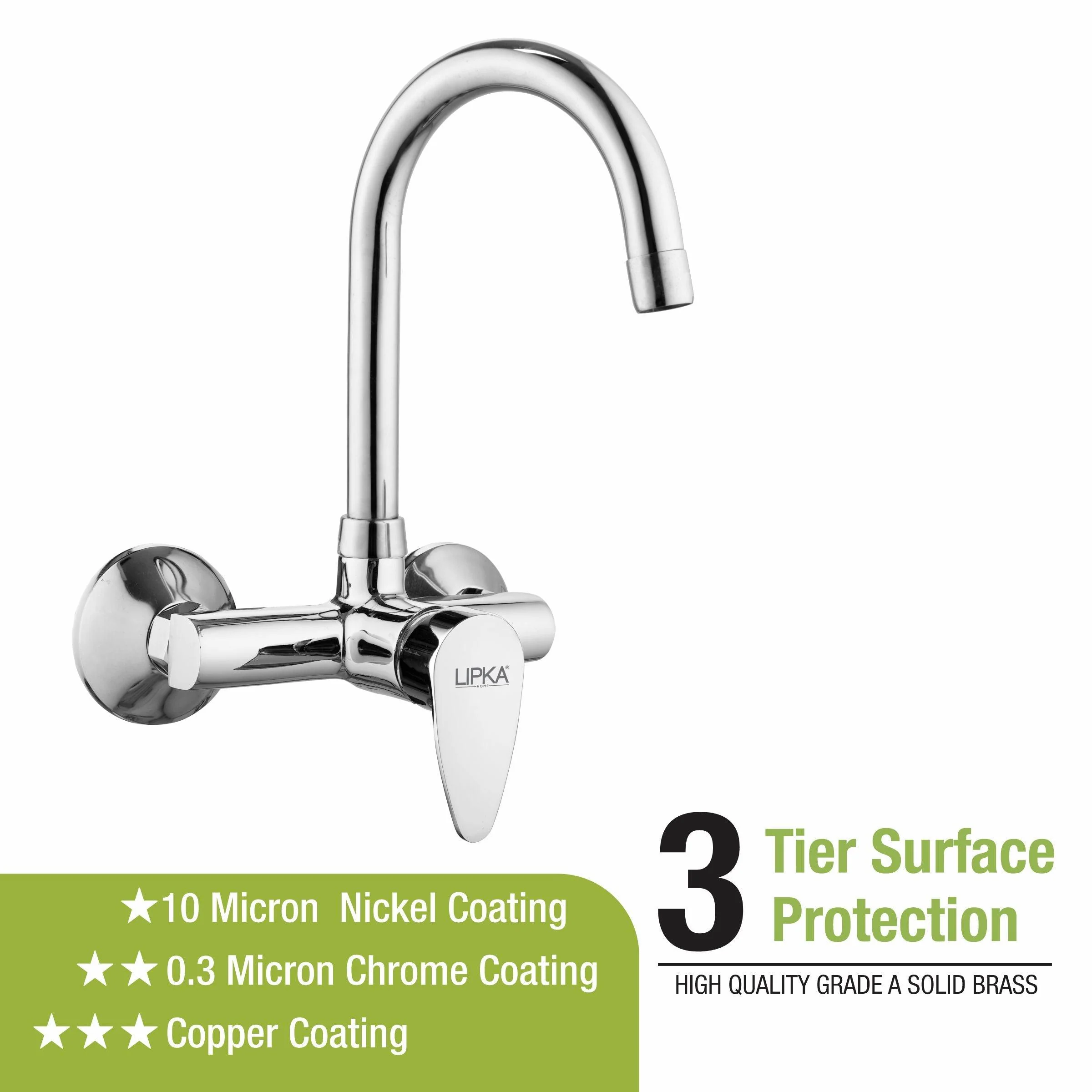 Virgo Single Lever Sink Mixer with Swivel Spout (15 Inches) - LIPKA - Image 4