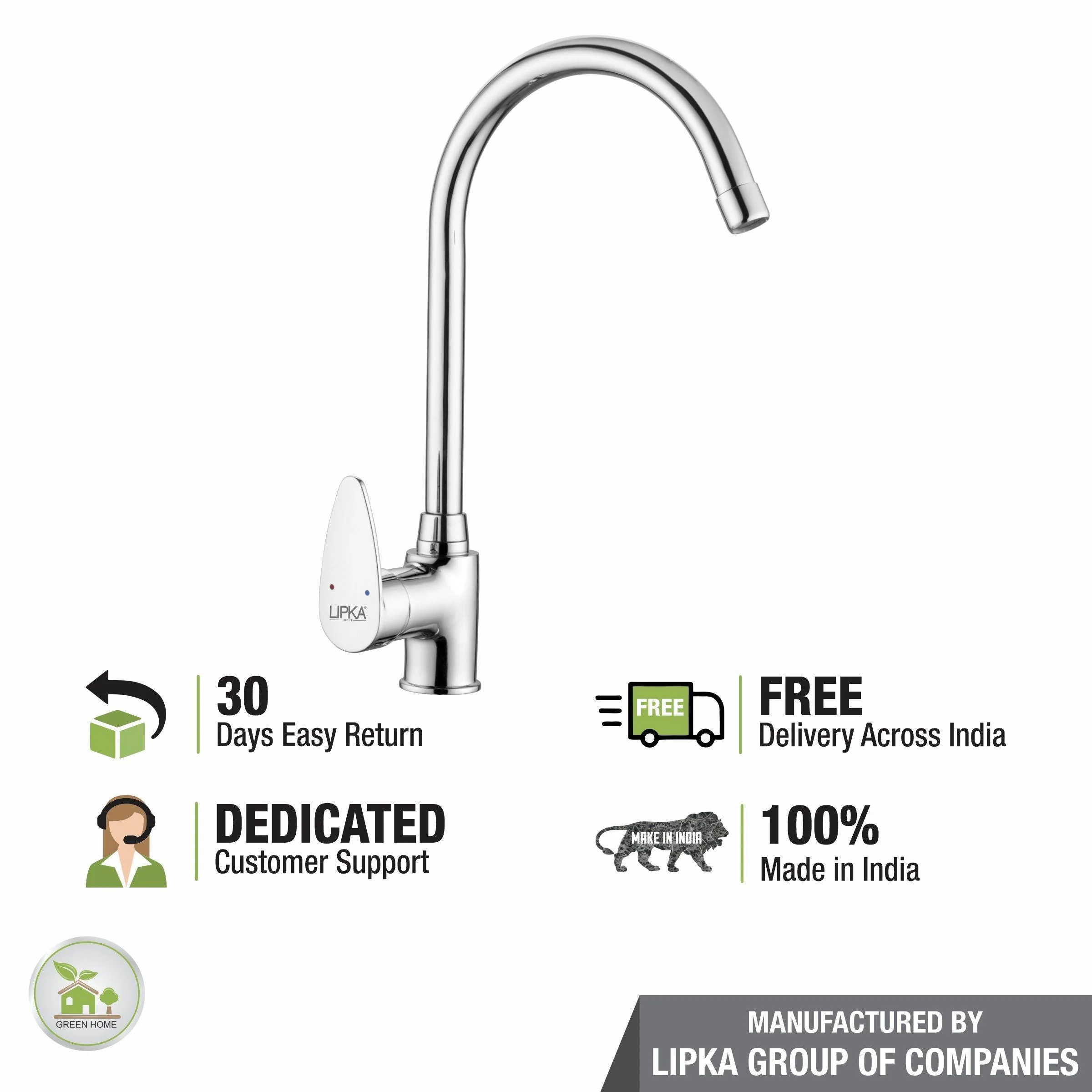 Virgo Single Lever Table Mount Sink Mixer Brass Faucet with Round Swivel Spout (20 Inches) - LIPKA - Image 6