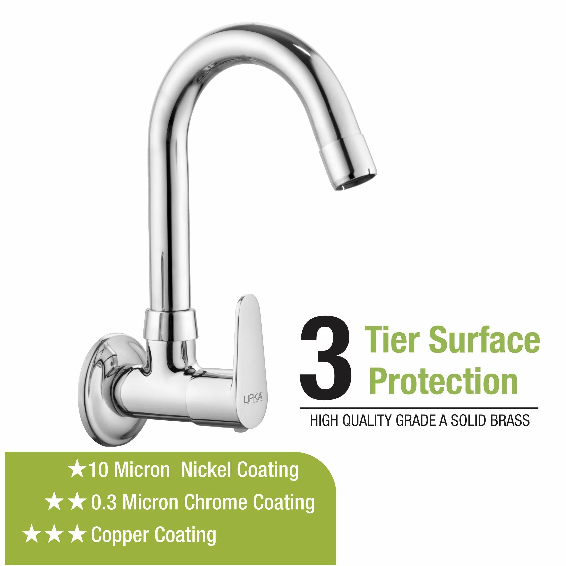Virgo Sink Tap Brass Faucet with Round Swivel Spout (12 Inches) - LIPKA - Image 4