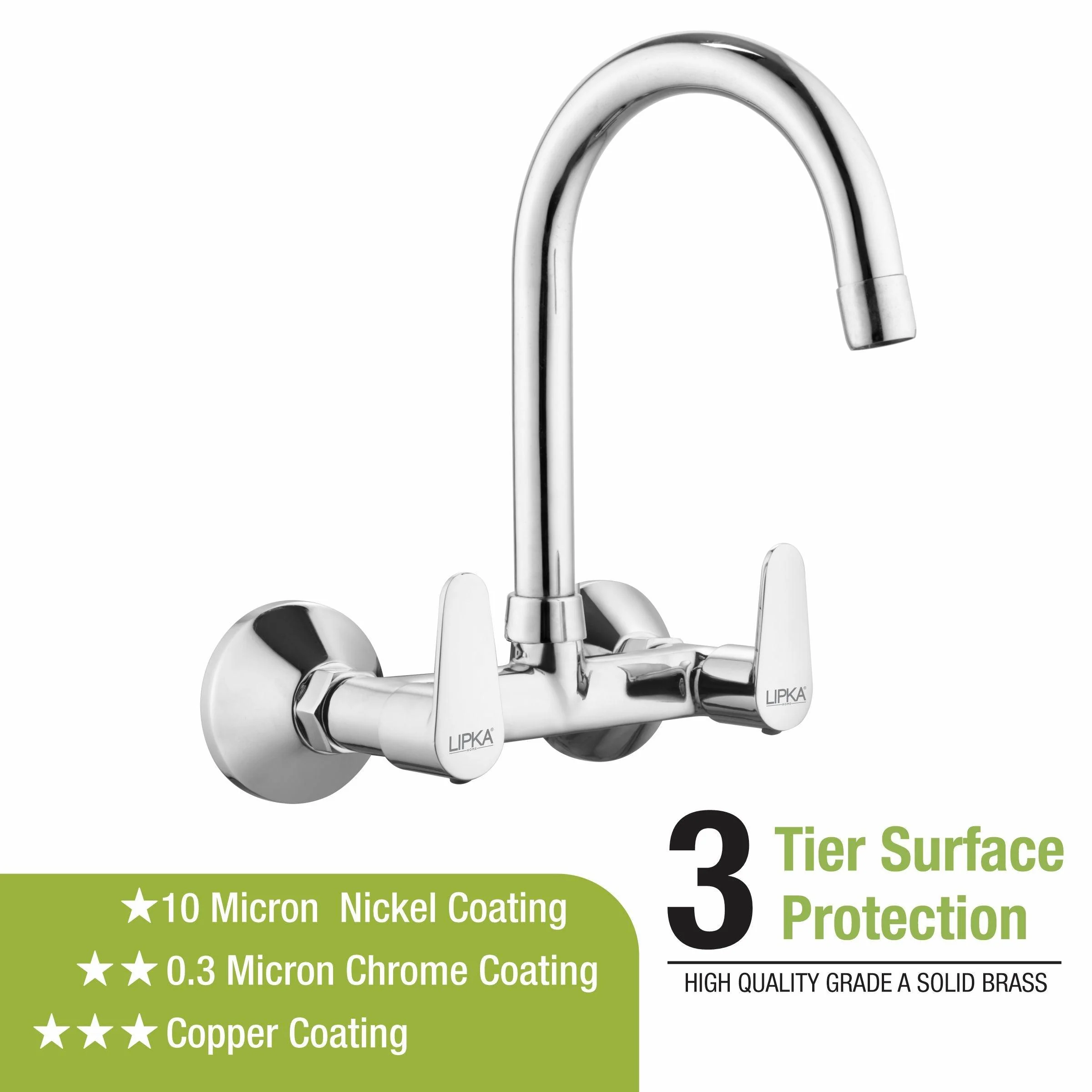 Virgo Sink Mixer Brass Faucet with Round Swivel Spout (15 Inches) - LIPKA - Image 4