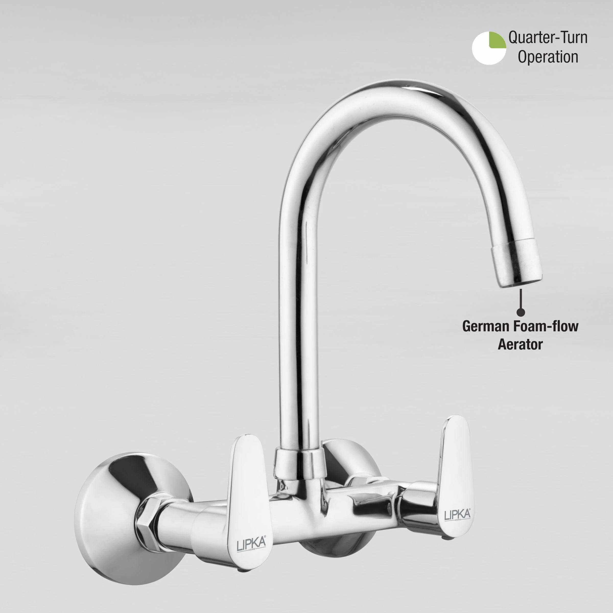 Virgo Sink Mixer Brass Faucet with Round Swivel Spout (15 Inches) - LIPKA - Image 5