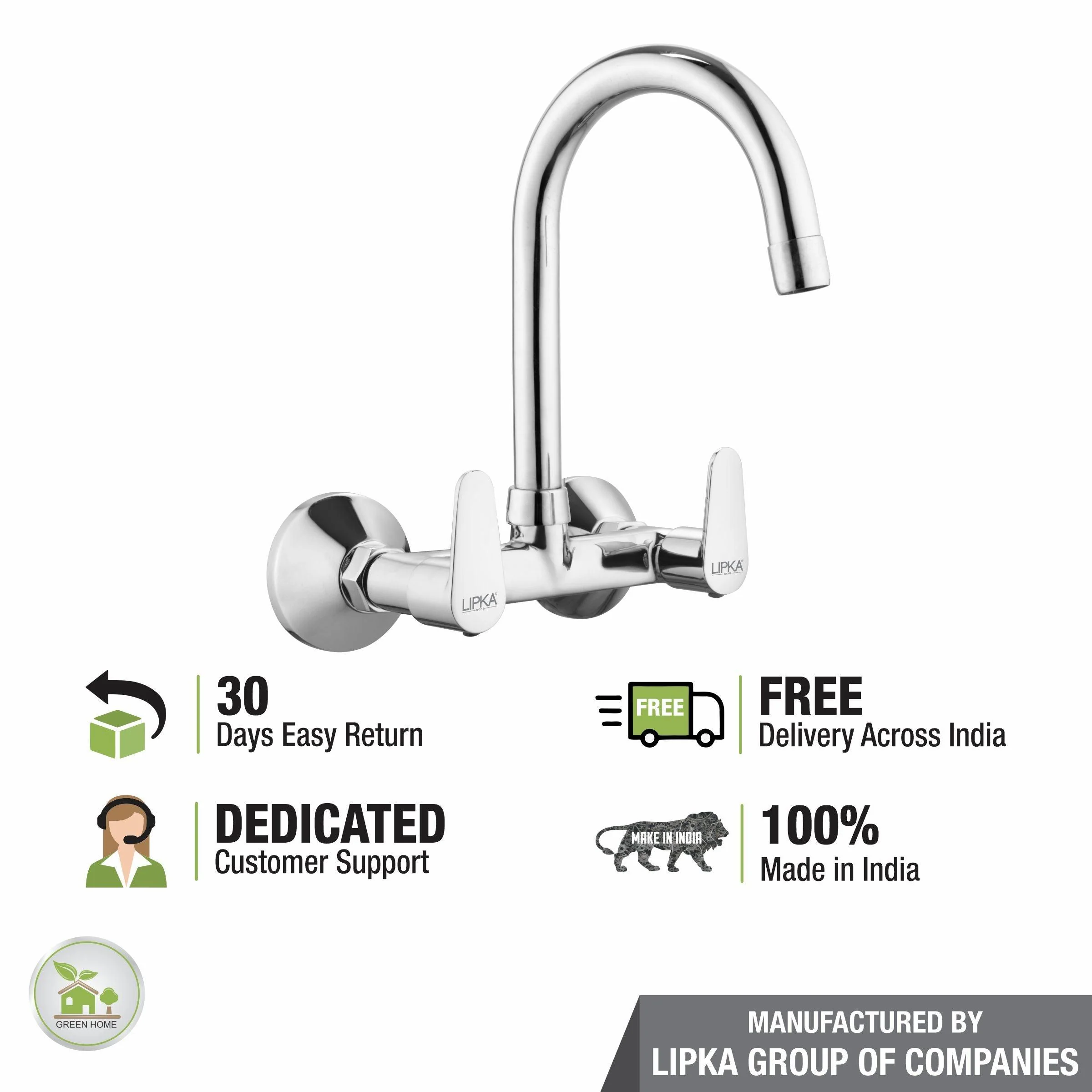 Virgo Sink Mixer Brass Faucet with Round Swivel Spout (15 Inches) - LIPKA - Image 6
