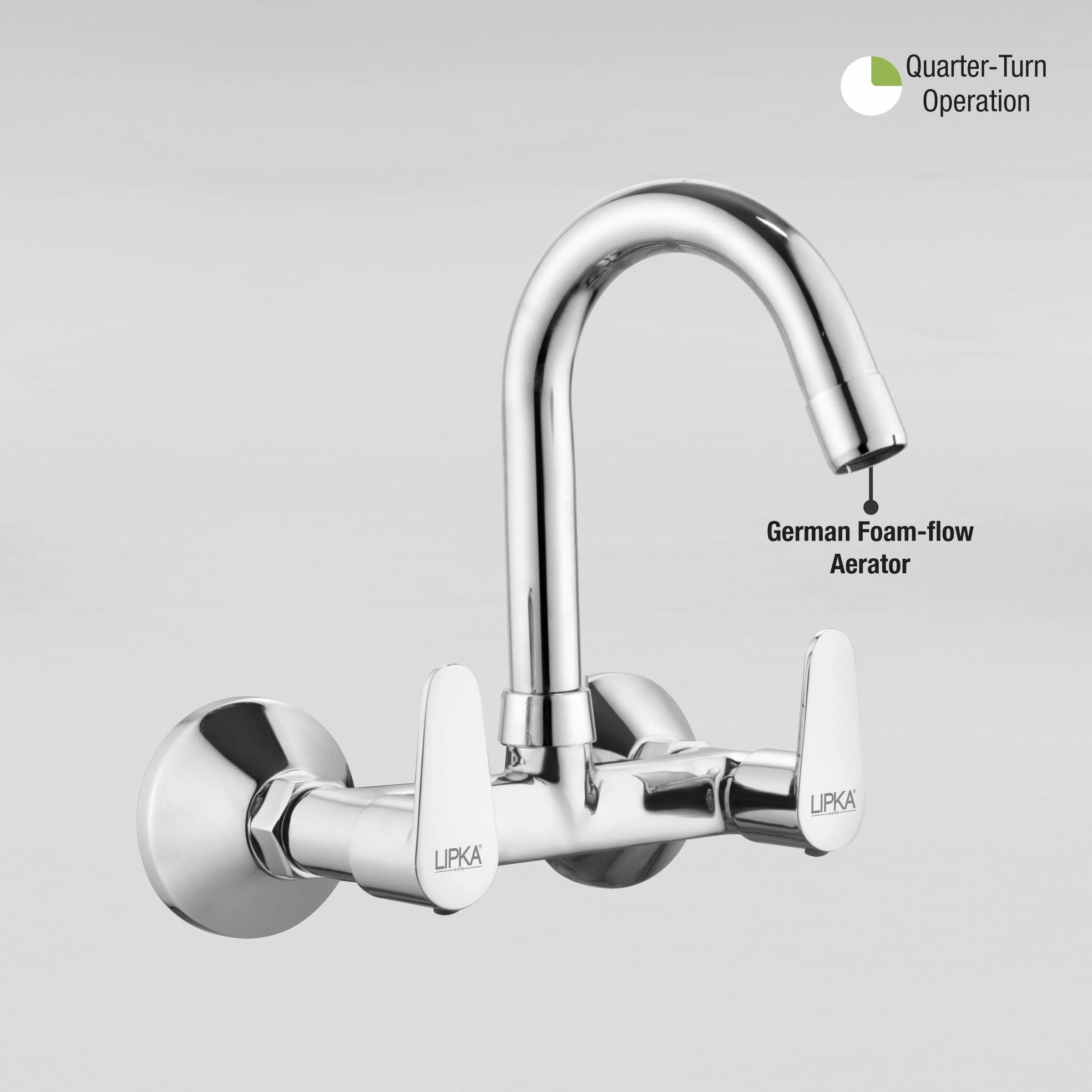 Virgo Sink Mixer Brass Faucet with Round Swivel Spout (12 Inches) - LIPKA - Image 5