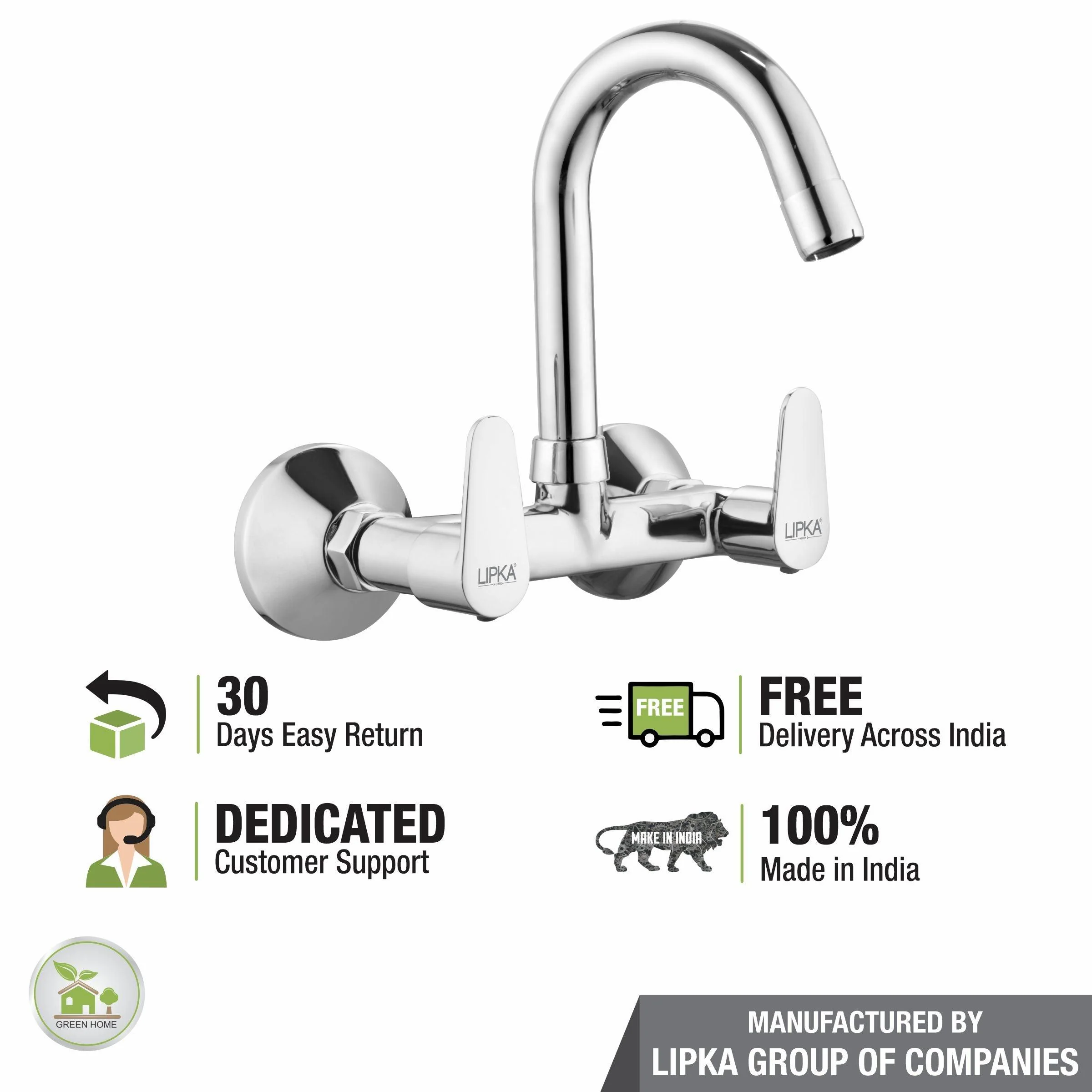 Virgo Sink Mixer Brass Faucet with Round Swivel Spout (12 Inches) - LIPKA - Image 6