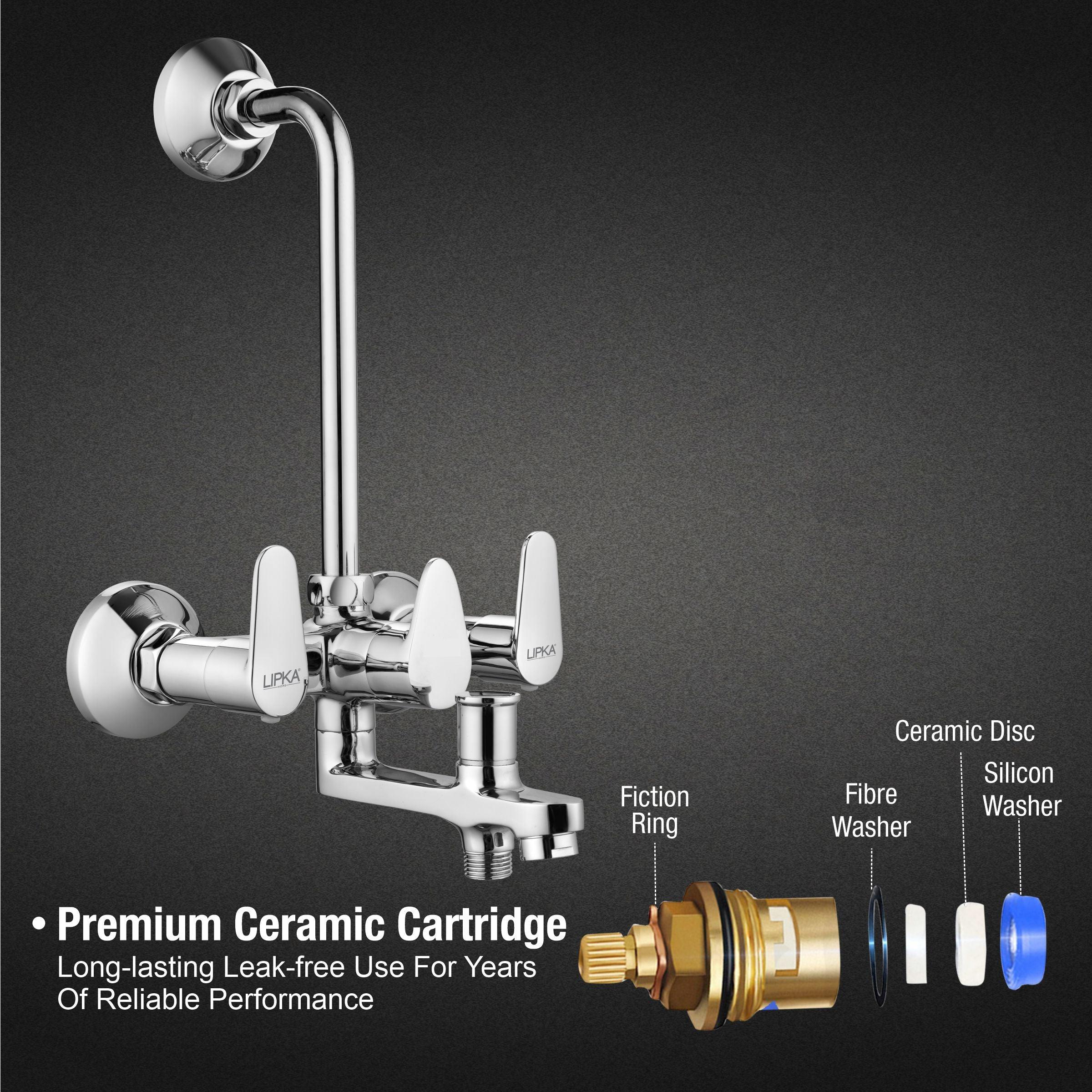 Virgo 3 in 1 Wall Mixer Brass Faucet with L Bend - LIPKA - Image 4
