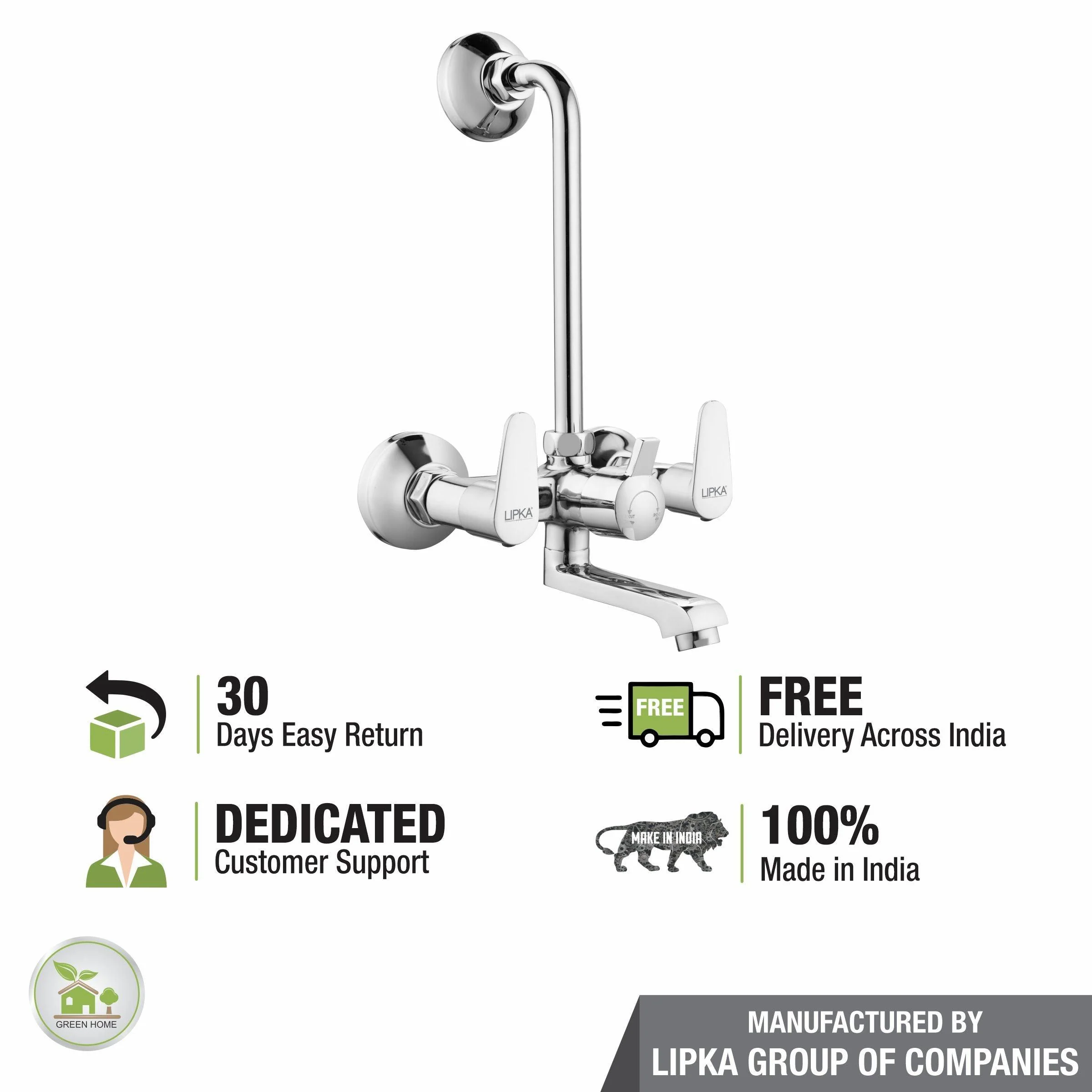 Virgo Wall Mixer Brass Faucet with L Bend - LIPKA - Image 6