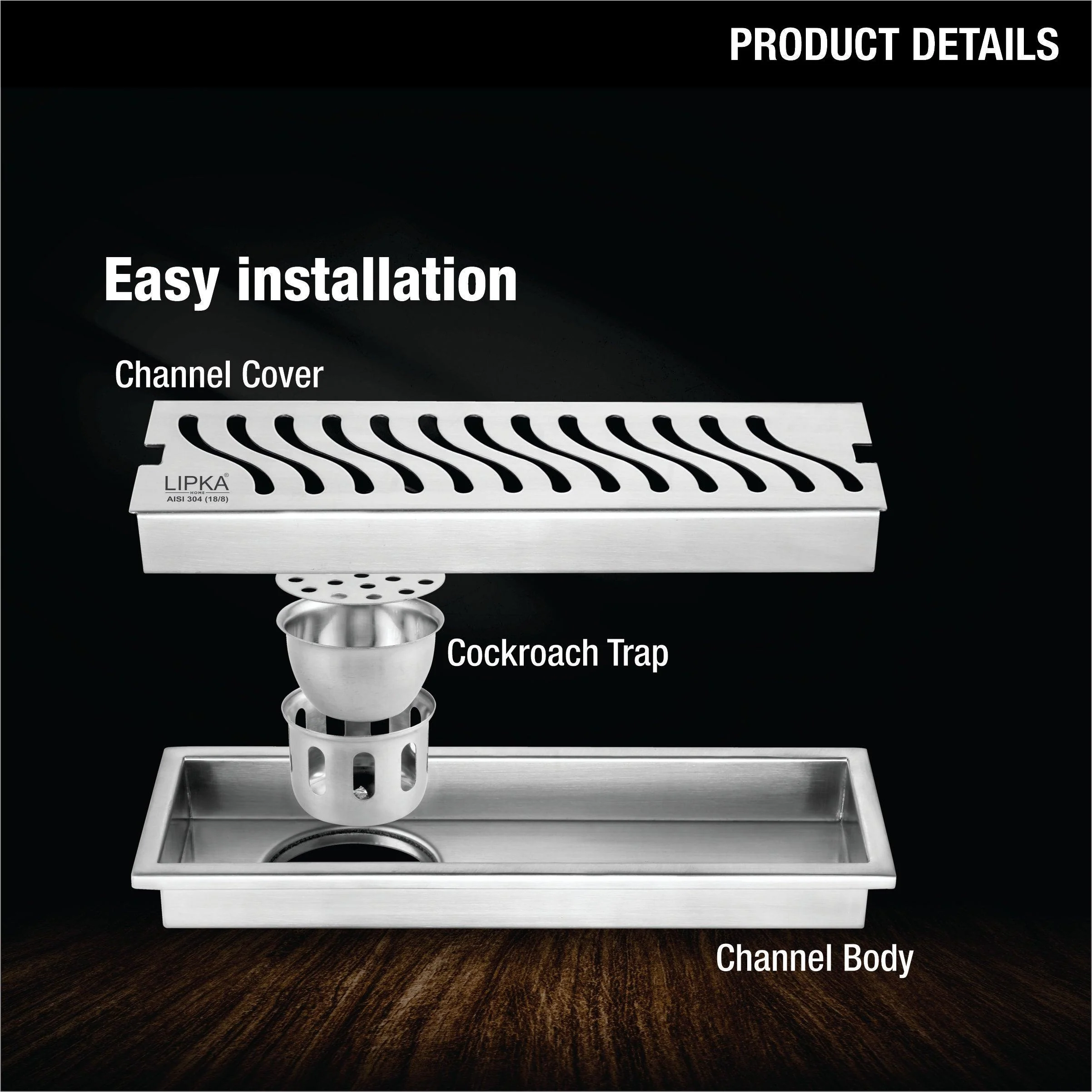 Wave Shower Drain Channel (18 x 5 Inches) - LIPKA - Image 4