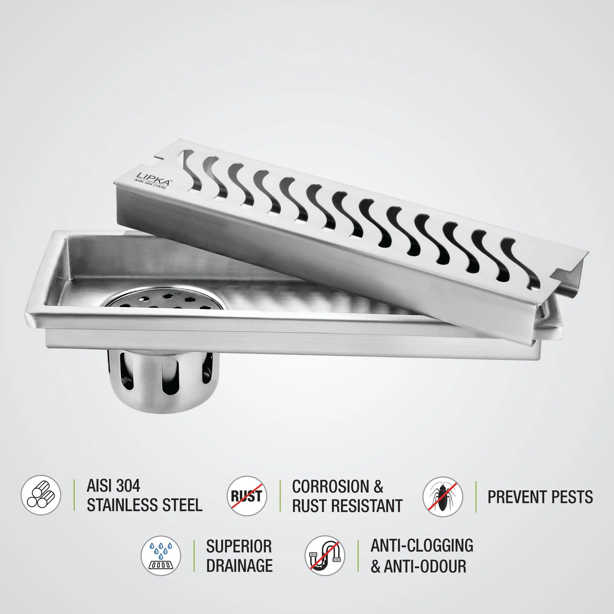 Wave Shower Drain Channel (32 x 4 Inches) - LIPKA - Image 4