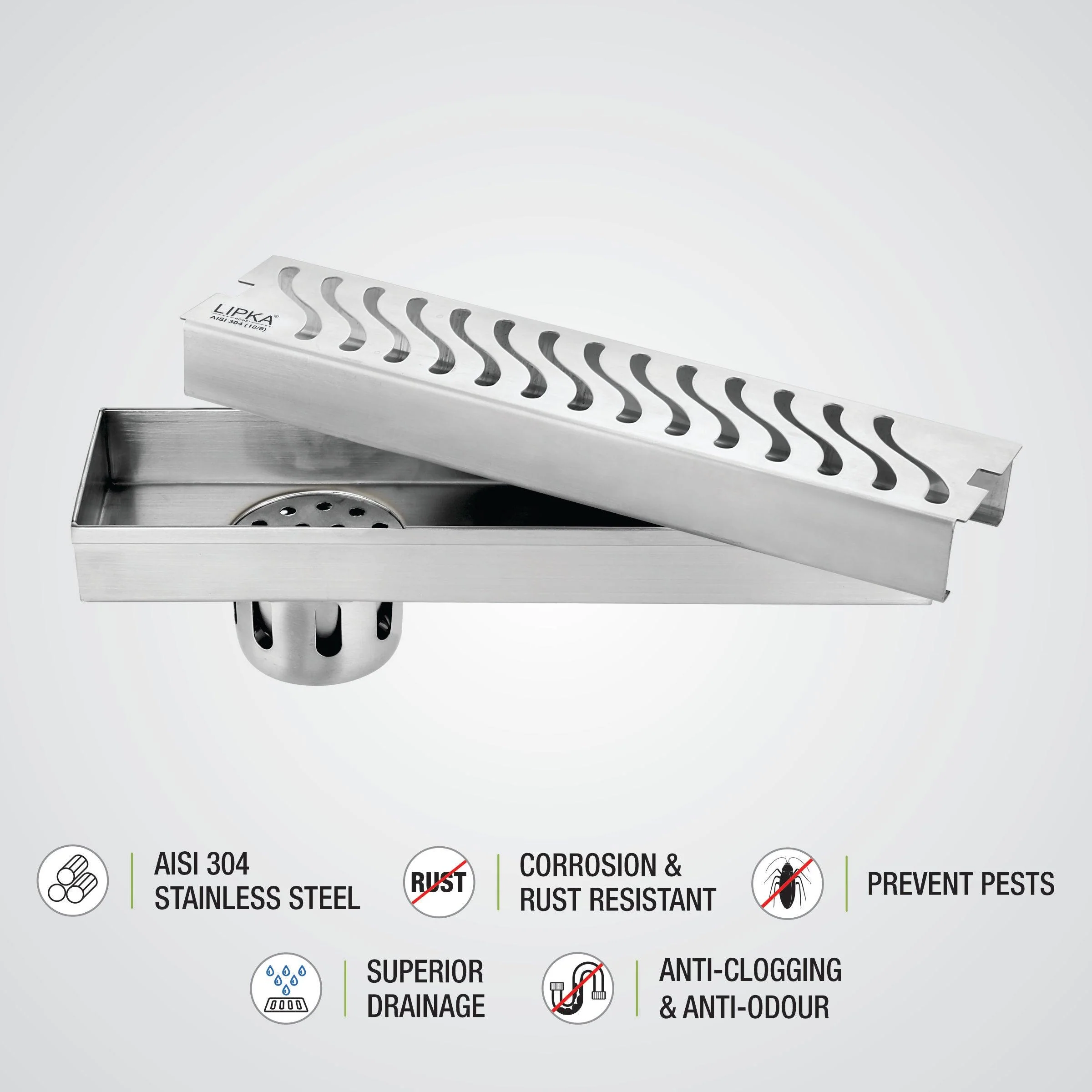 Wave Shower Drain Channel (40 x 3 Inches) - LIPKA - Image 5