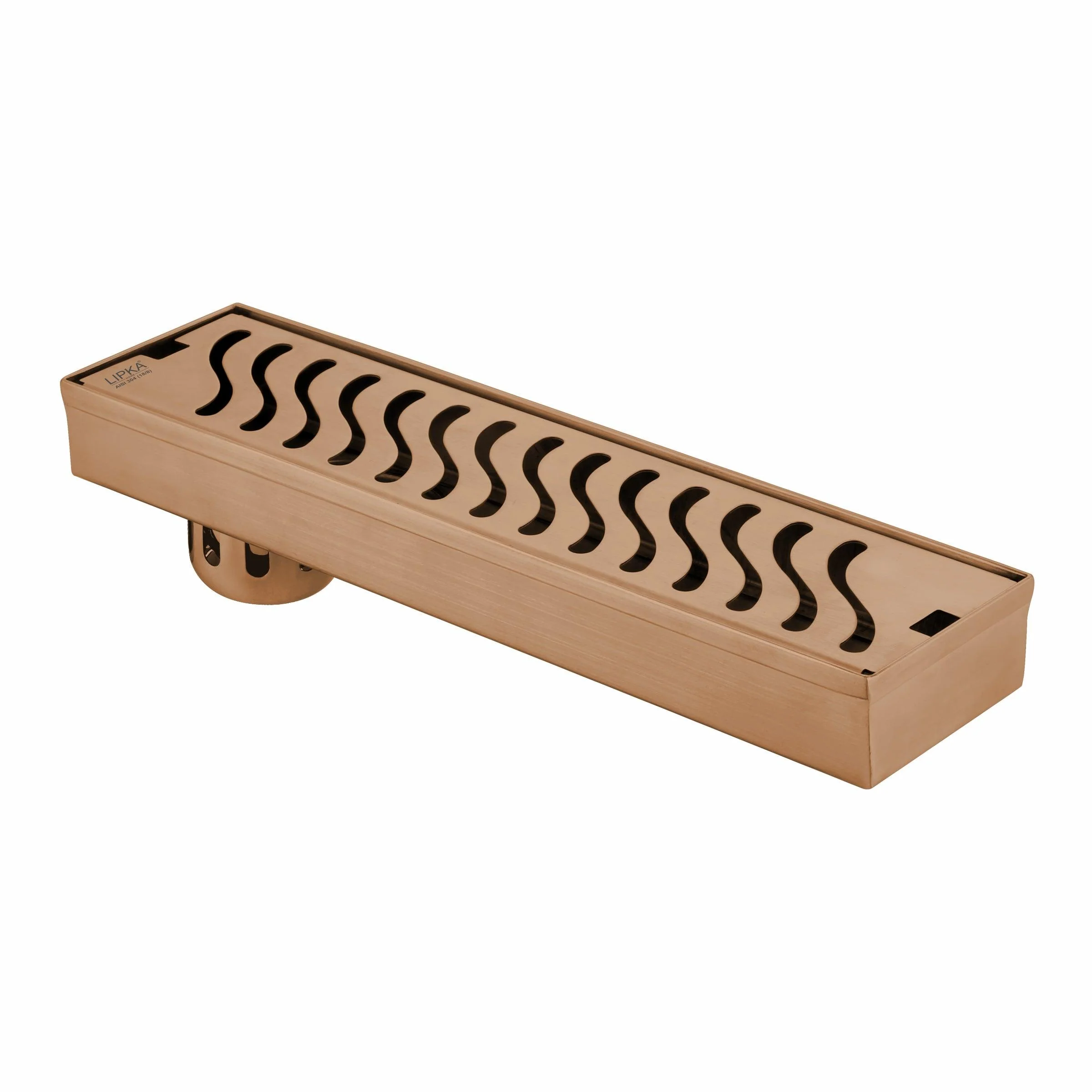 Wave Shower Drain Channel - Antique Copper (12 x 3 Inches) - LIPKA