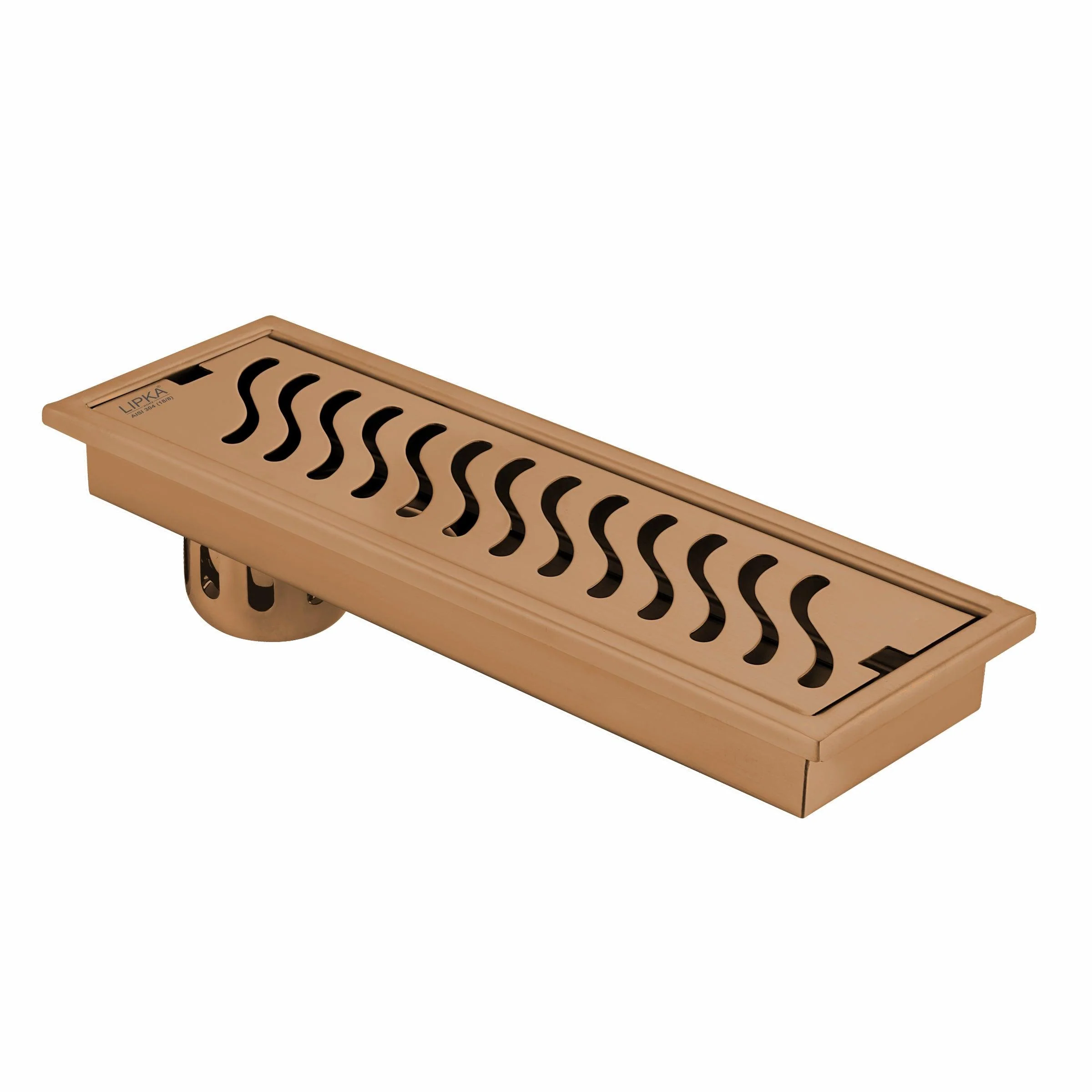 Wave Shower Drain Channel - Antique Copper (12 x 5 Inches) - LIPKA