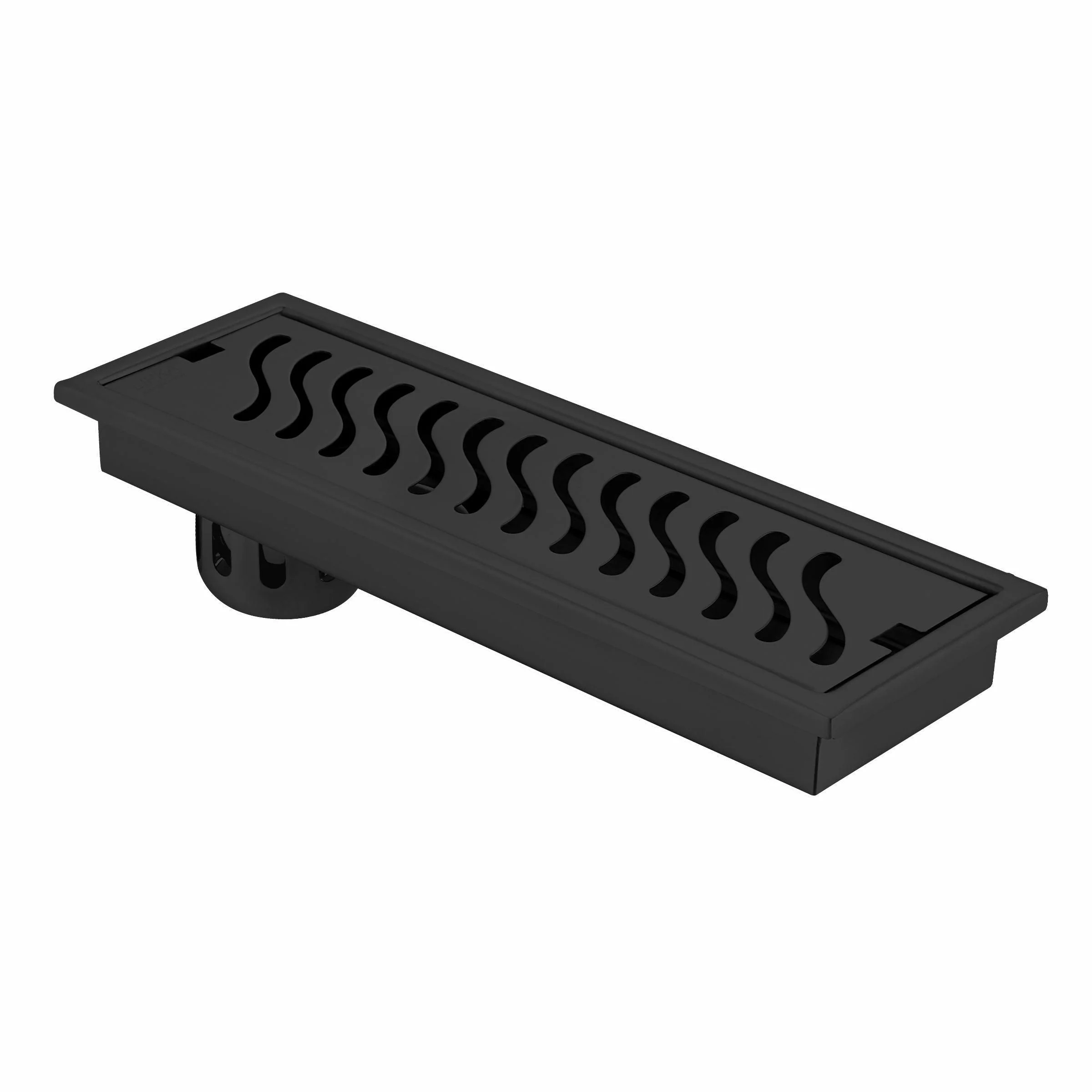 Wave Shower Drain Channel - Black (24 x 5 Inches) - LIPKA