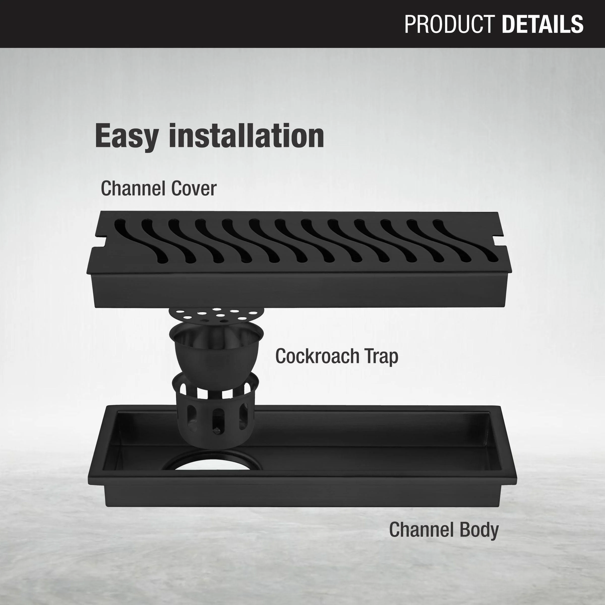 Wave Shower Drain Channel - Black (32 x 4 Inches) - LIPKA - Image 3