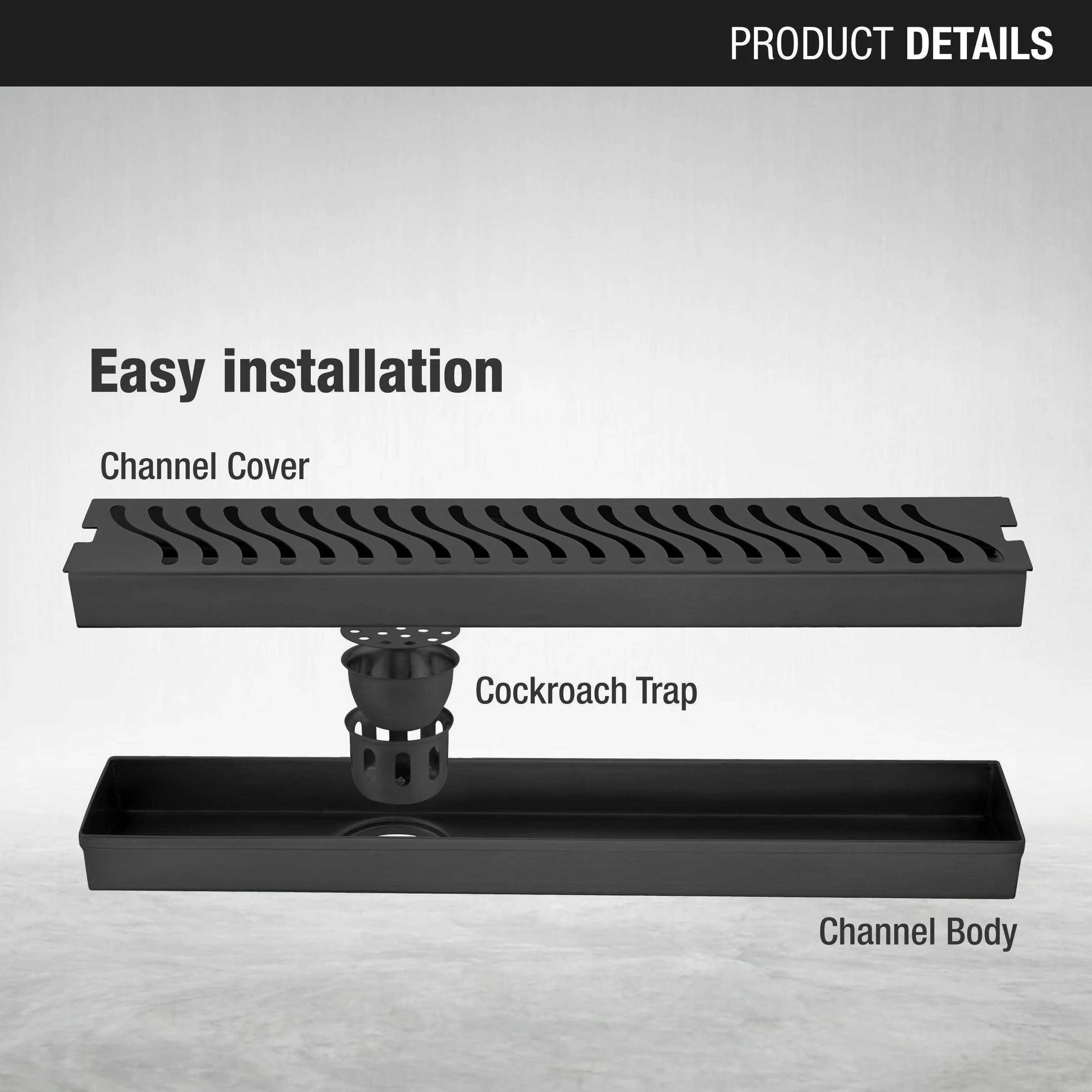 Wave Shower Drain Channel - Black (48 x 3 Inches) - LIPKA - Image 3