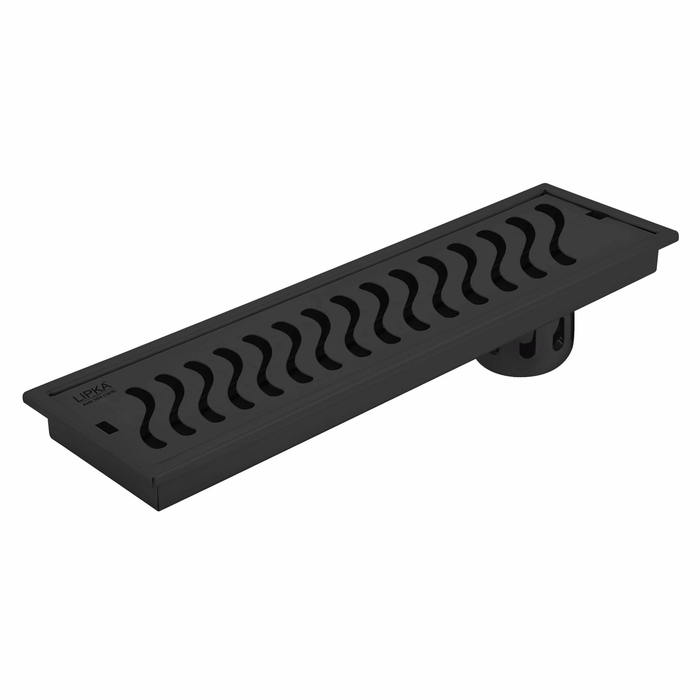 Wave Shower Drain Channel - Black (48 x 4 Inches) - LIPKA