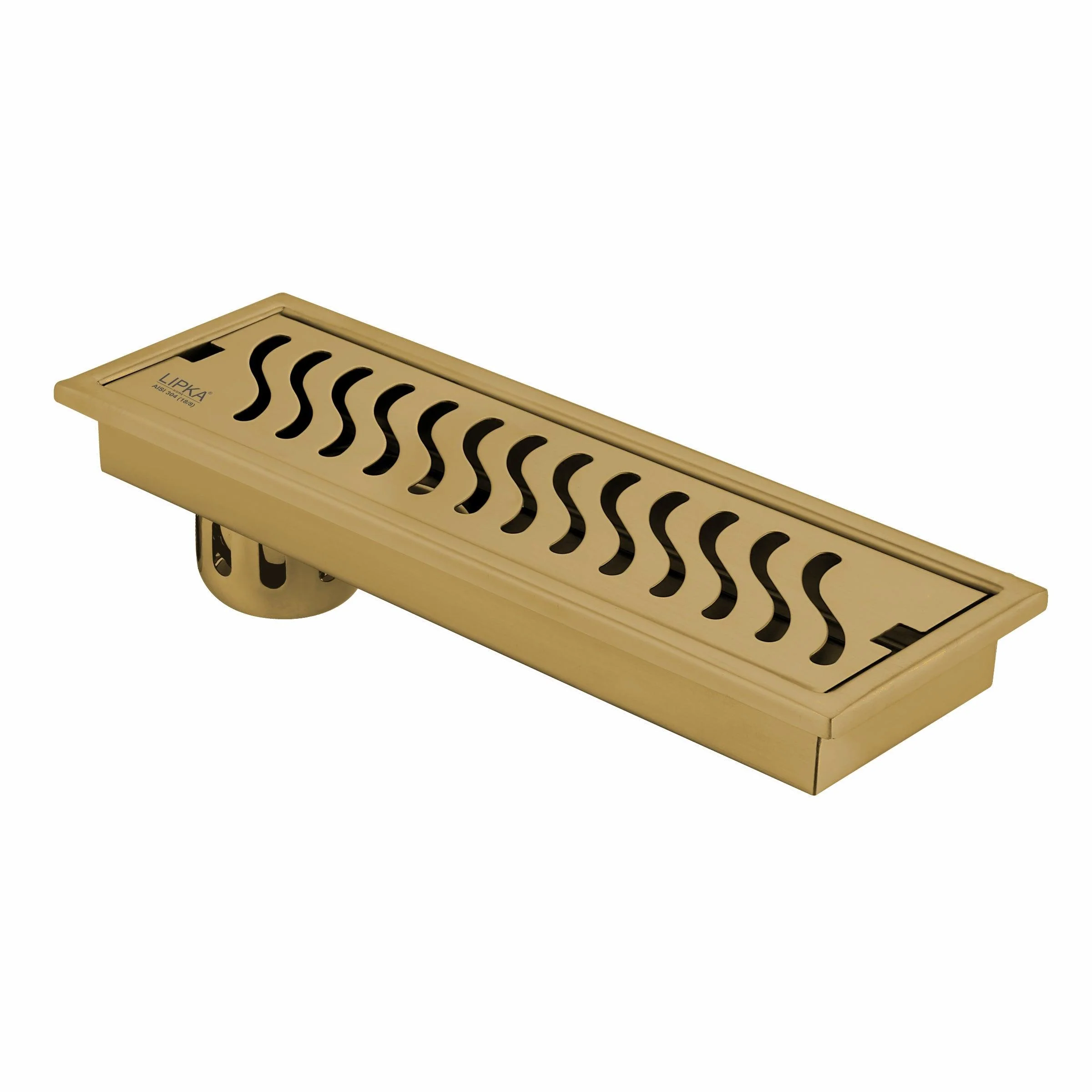 Wave Shower Drain Channel - Yellow Gold (12 x 5 Inches) - LIPKA
