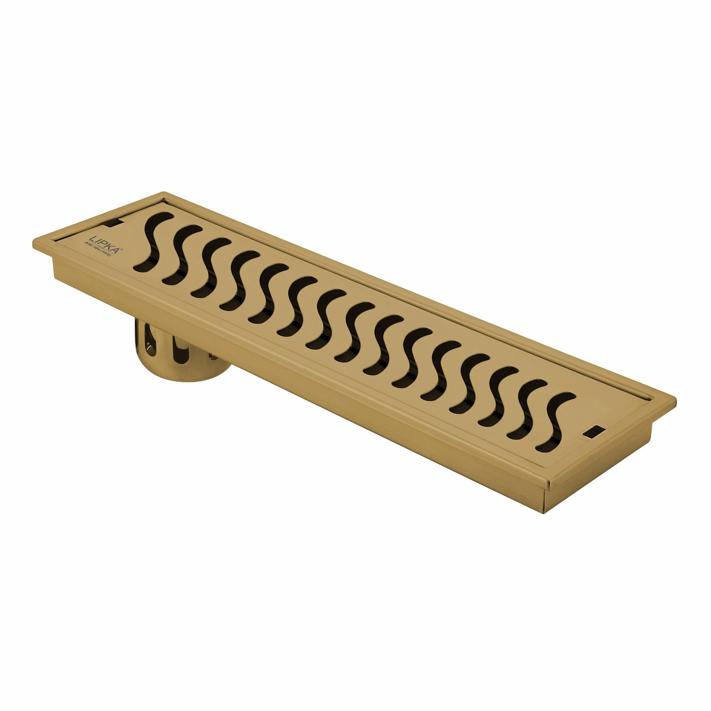 Wave Shower Drain Channel - Yellow Gold (48 x 4 Inches) - LIPKA
