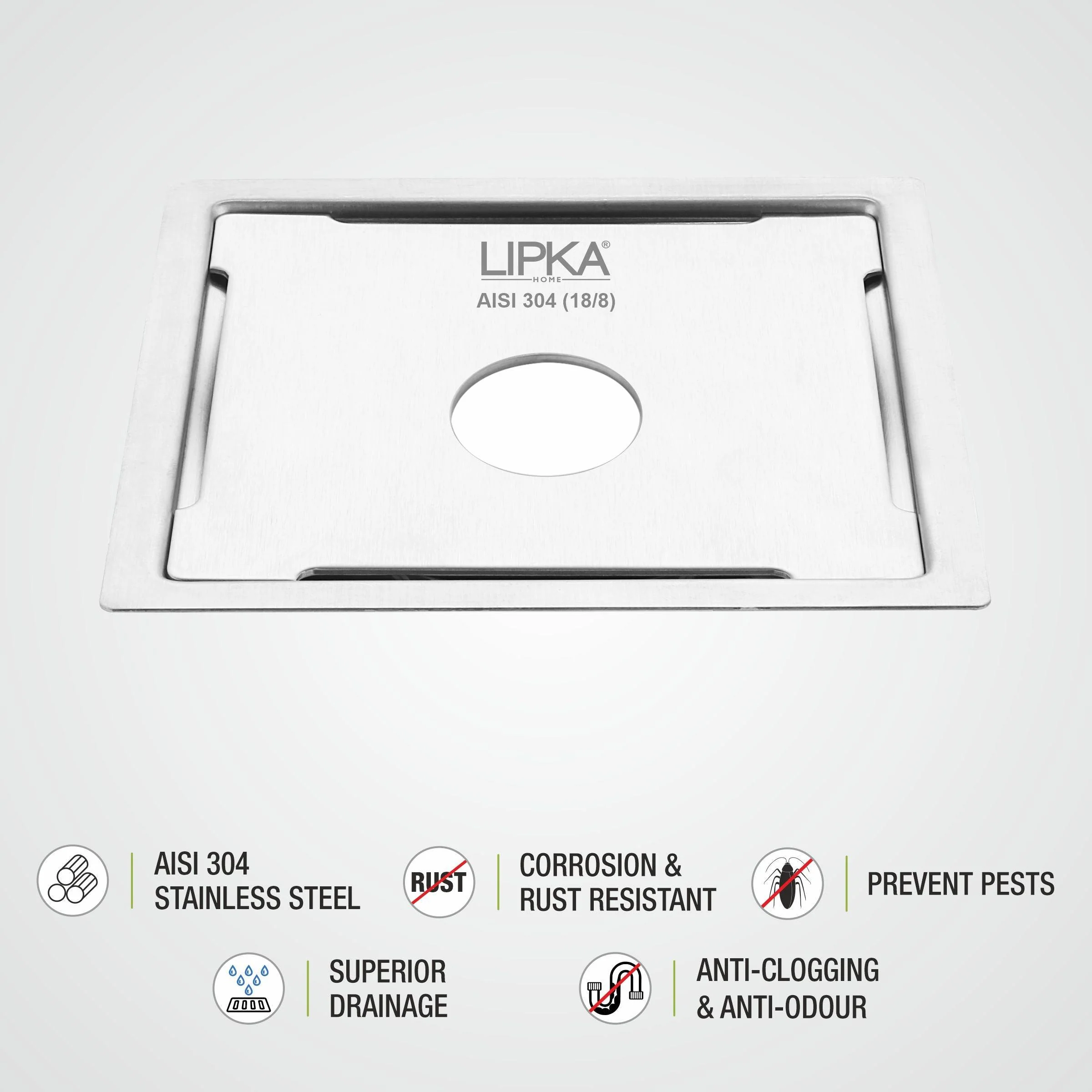 Yellow Exclusive Square Flat Cut Floor Drain (6 x 6 Inches) with Hole - LIPKA - Image 3