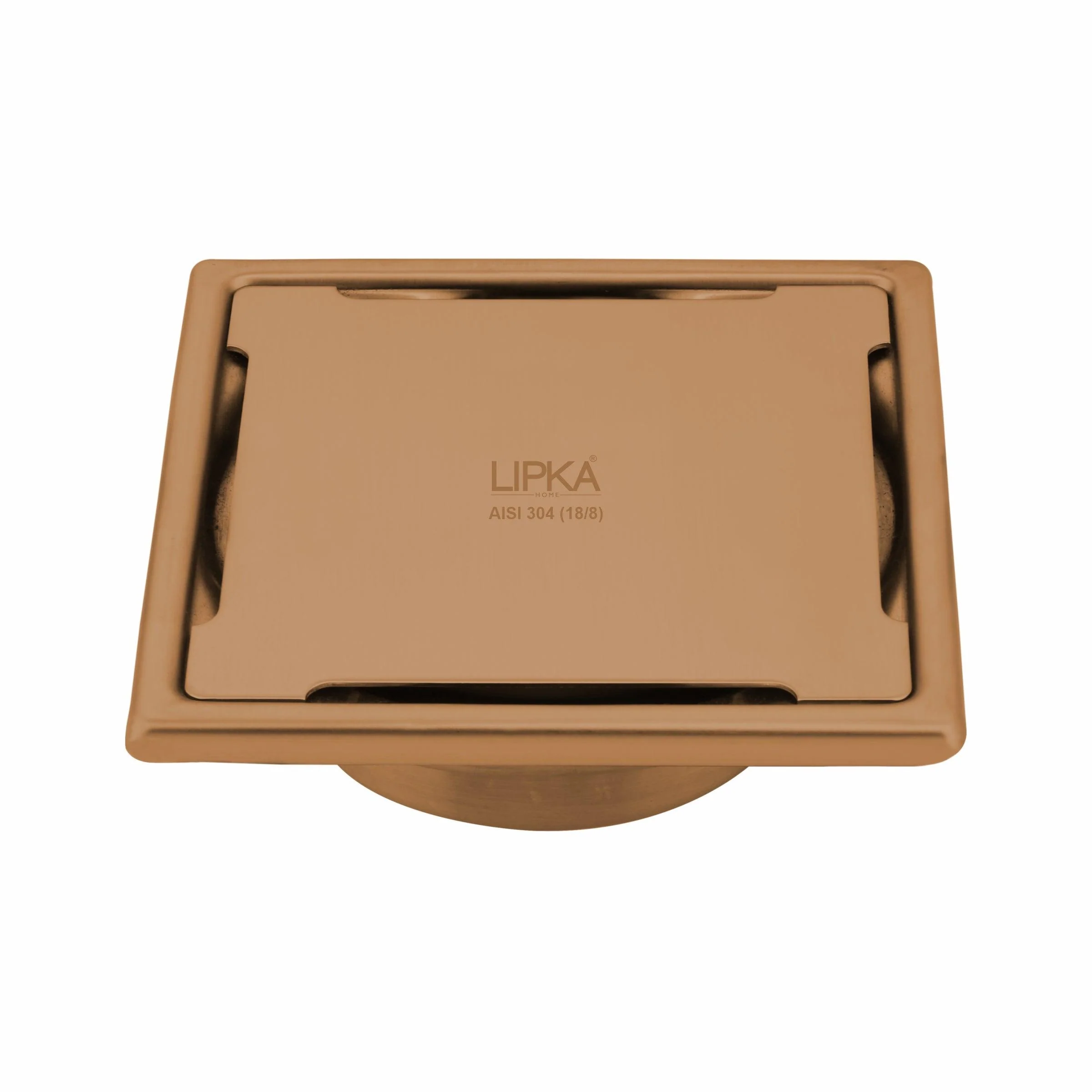 Yellow Exclusive Square Floor Drain in Antique Copper PVD Coating (6 x 6 Inches) with Cockroach Trap - LIPKA