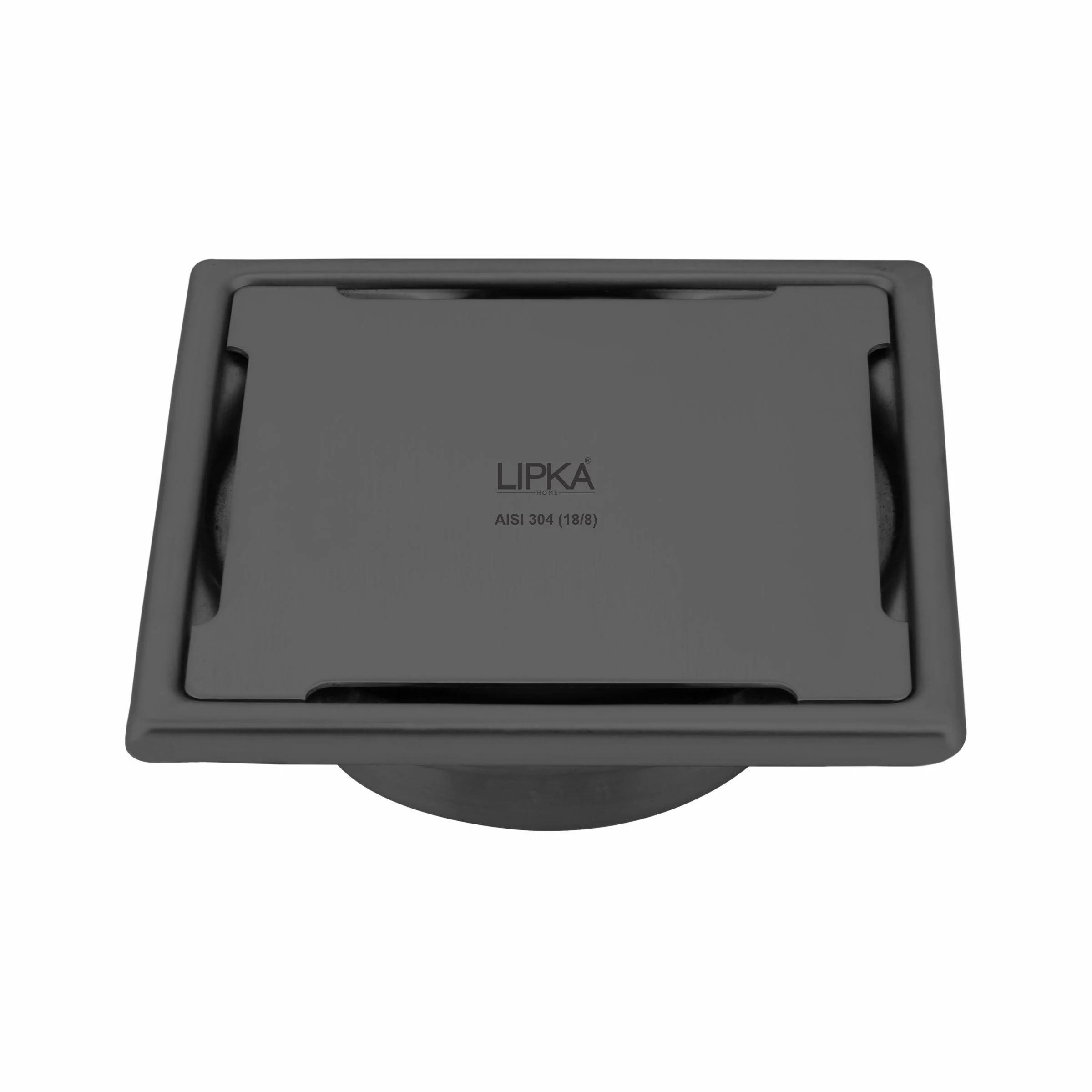 Yellow Exclusive Square Floor Drain in Black PVD Coating (5 x 5 Inches) with Cockroach Trap - LIPKA